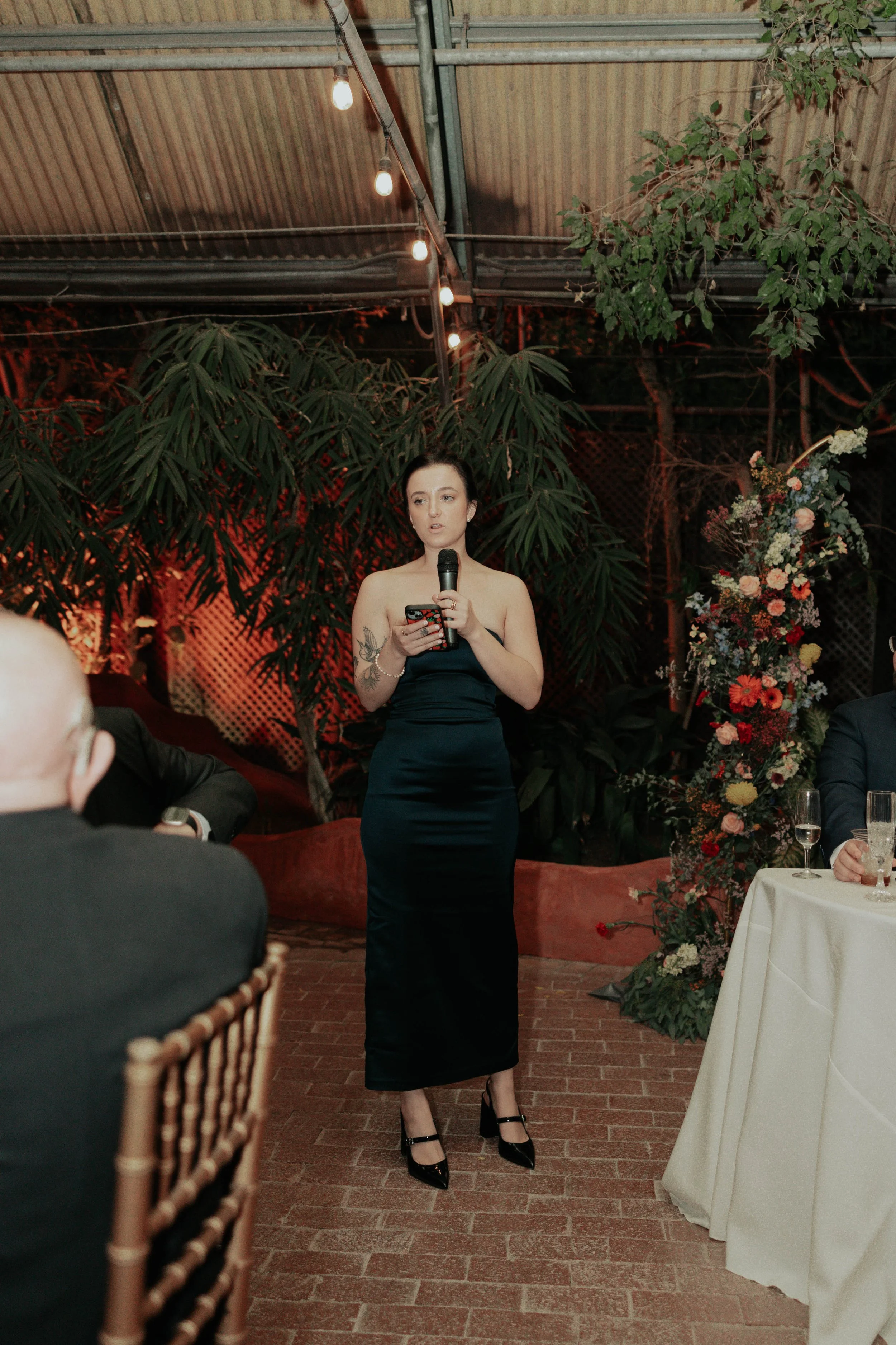 The celebration continued with an intimate garden reception at the Boojum Tree in Phoenix. Surrounded by glowing string lights, lush greenery, and their closest family and friends, Lauren and Joel spent the evening celebrating their marriage with lau