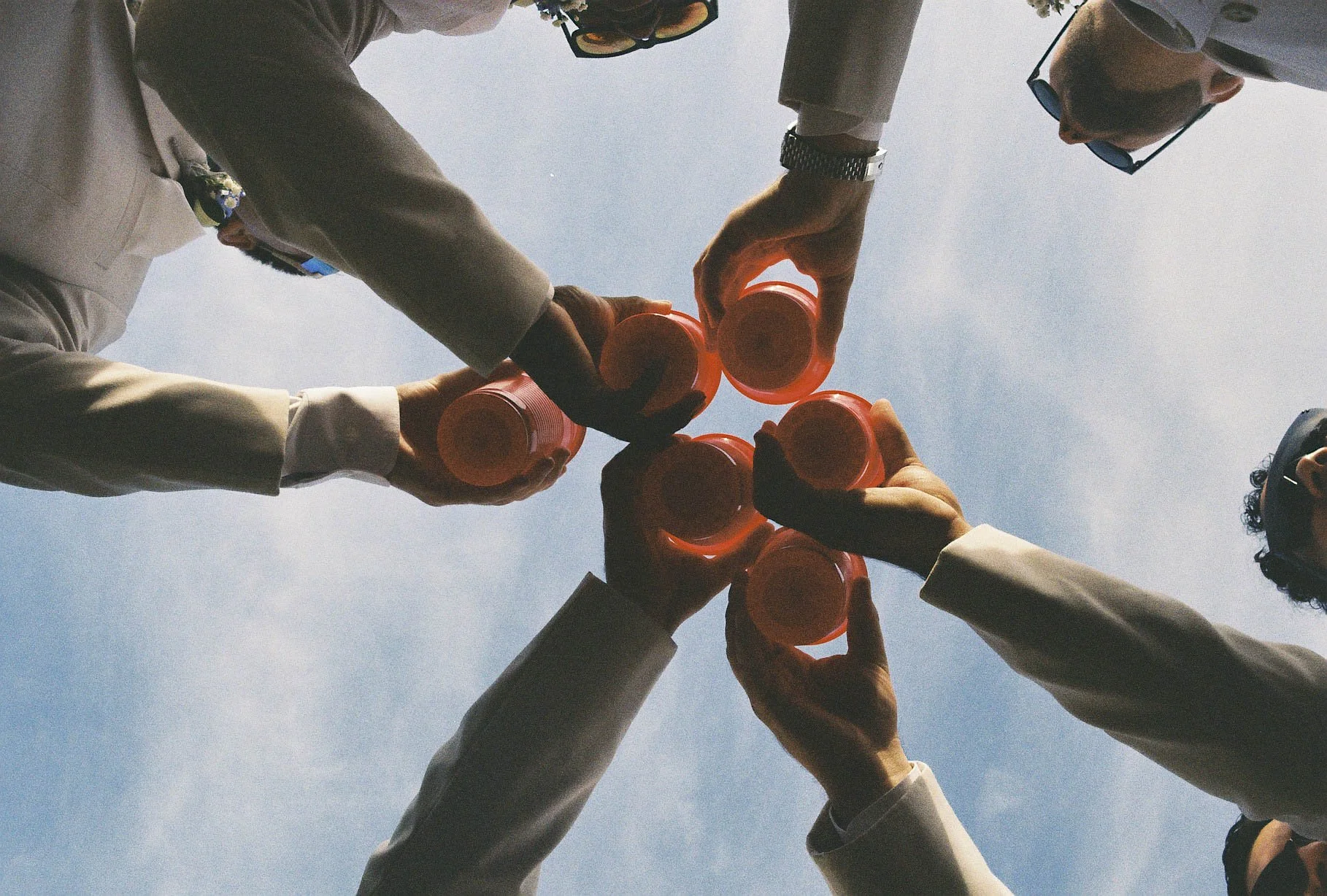 The bridal party portraits at Ashley Castle in Chandler, Arizona, brought playful energy and celebration to the day, with hybrid film and digital photography capturing candid laughter, stylish group moments, and unforgettable memories with the bride,