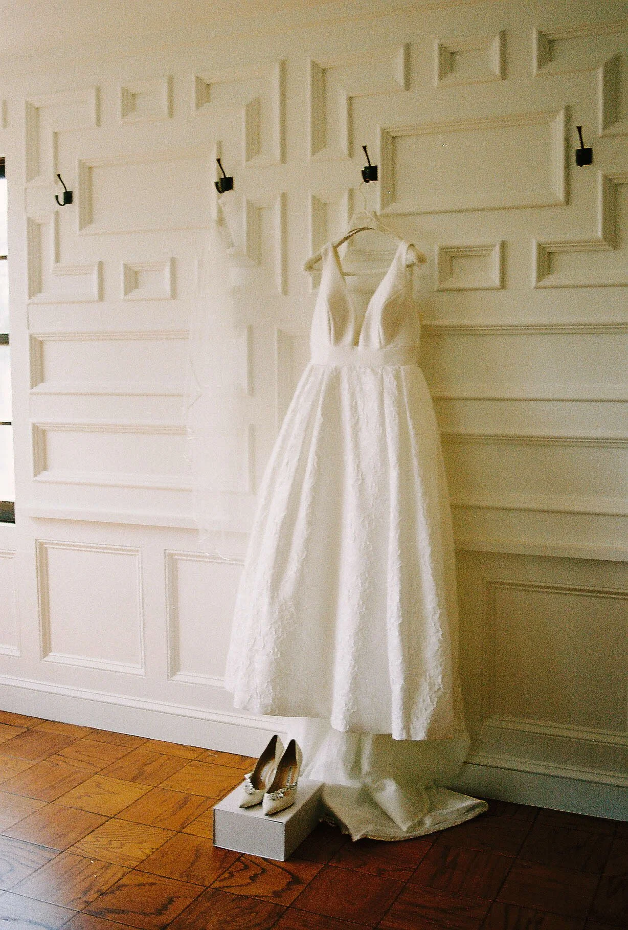 Hotel DuVillage wedding in Pennsylvania featuring bridal details, getting ready moments, candid portraits, and 35mm film photography by Raw By Laura.
