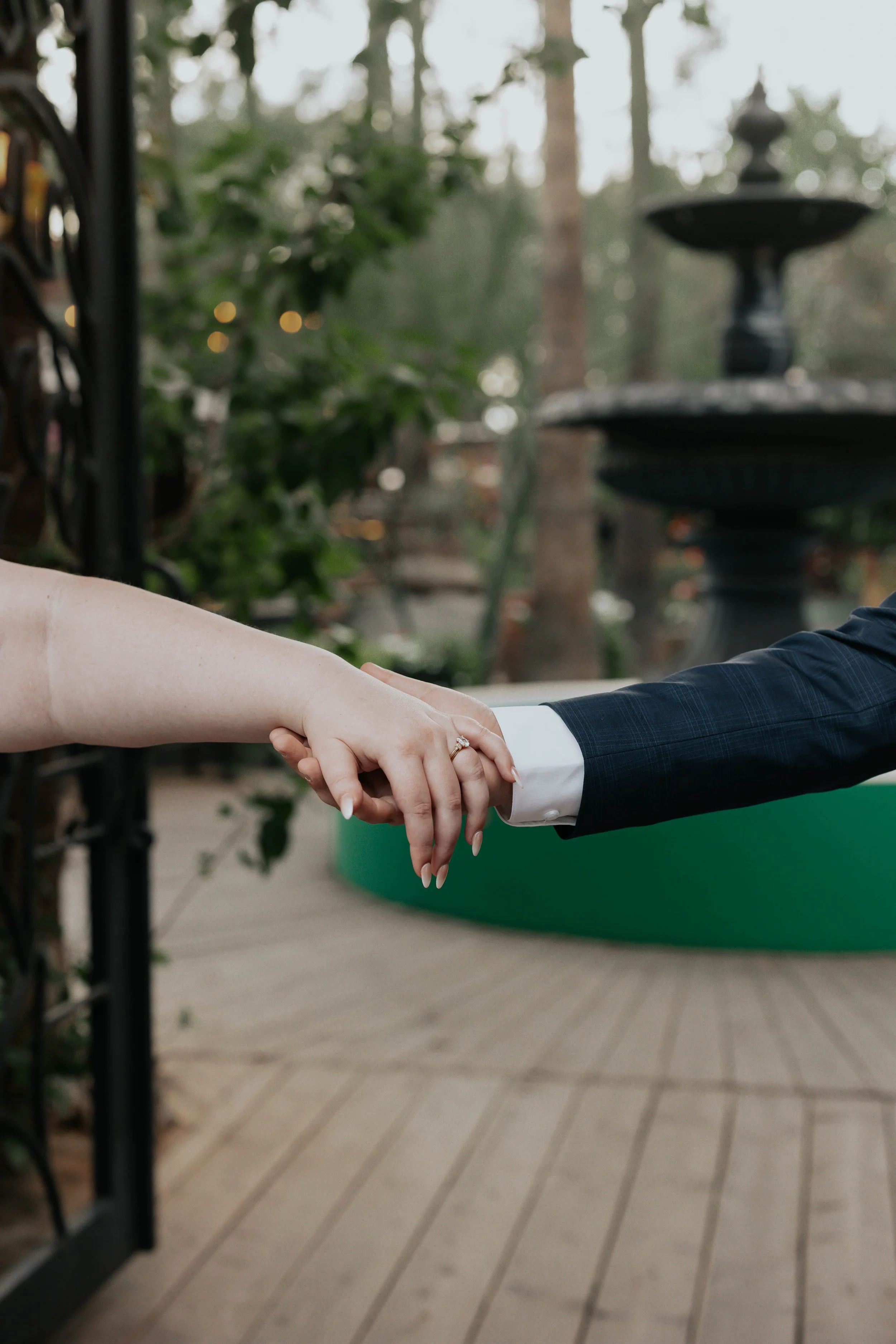 After the ceremony, Lauren and Joel explored the beautiful garden paths and adobe architecture of the Boojum Tree for their wedding portraits. Surrounded by desert greenery and warm Phoenix light, these moments captured the joy and excitement of thei