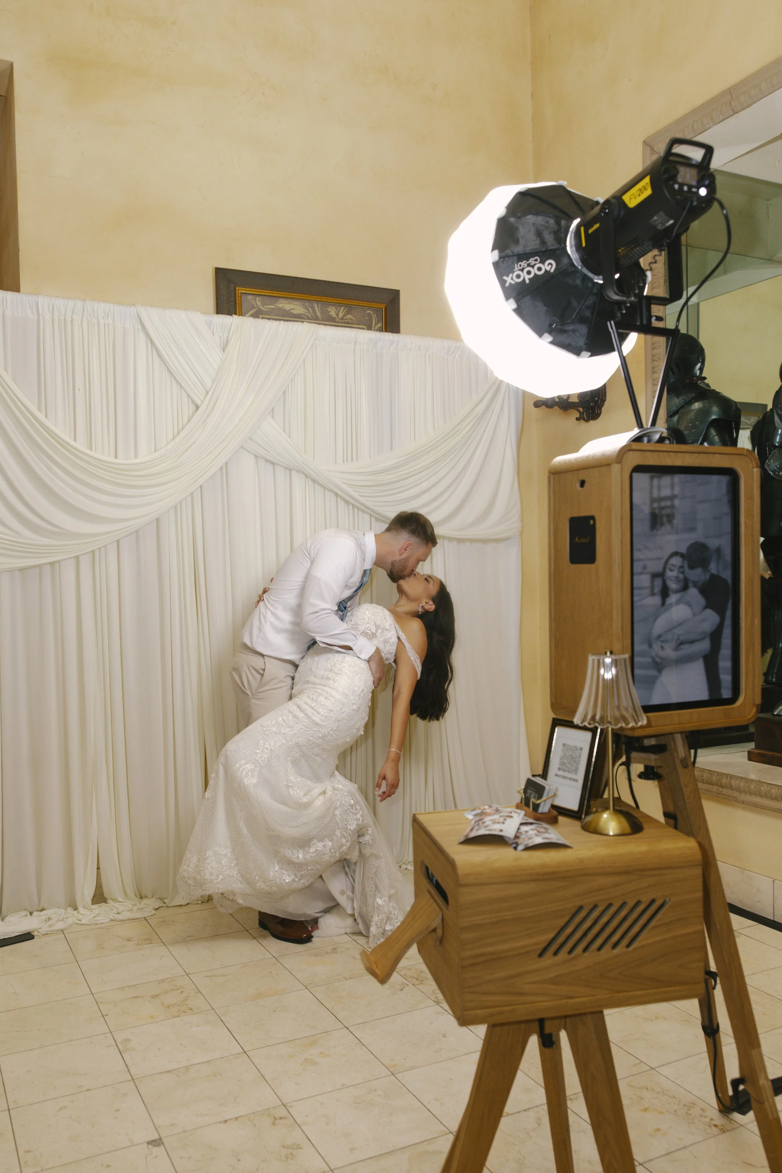 The reception celebration at Ashley Castle in Chandler, Arizona, came to life through hybrid film and digital photography, capturing elegant reception details, joyful bridal party entrances, and lively dance floor moments inside the castle’s grand ba