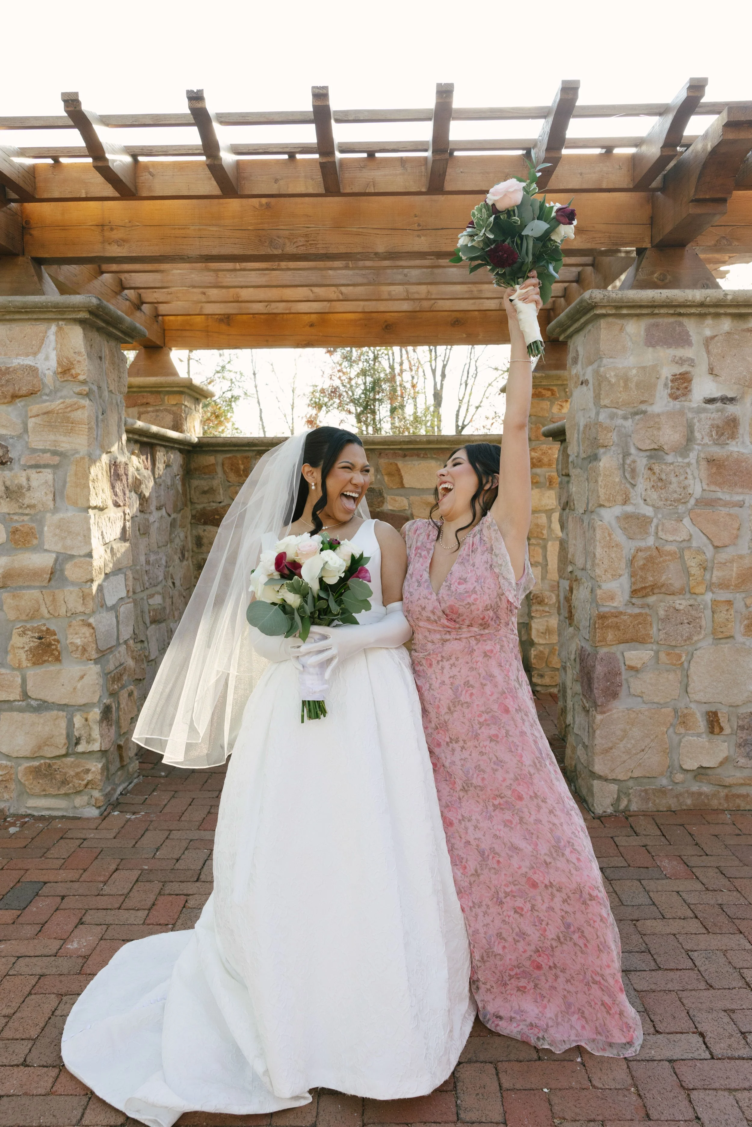 Bridal party portraits at Hotel DuVillage celebrate the bride and groom alongside their closest friends and family. Captured on digital and 35mm film, these images highlight genuine laughter, timeless portraits, and unforgettable moments.