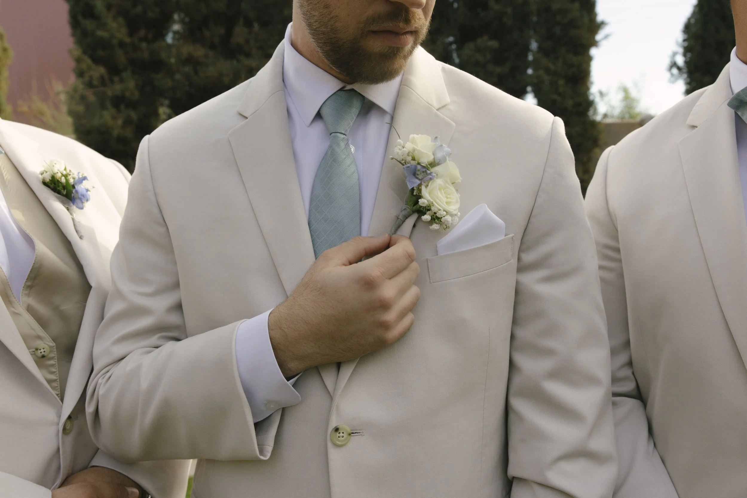 The bridal party portraits at Ashley Castle in Chandler, Arizona, brought playful energy and celebration to the day, with hybrid film and digital photography capturing candid laughter, stylish group moments, and unforgettable memories with the bride,