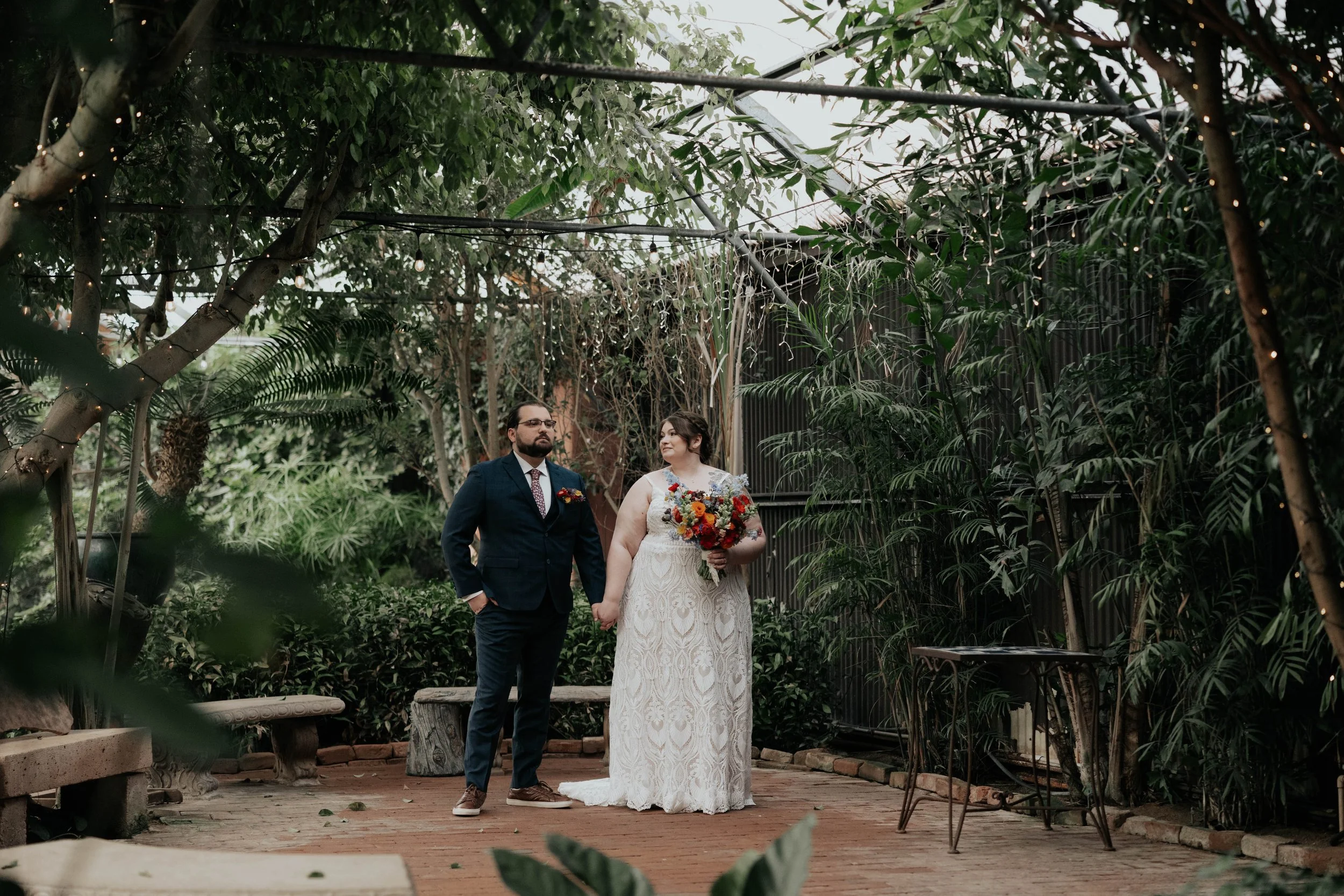 Before the ceremony, Lauren and Joel shared a joyful first look surrounded by the lush greenery of the Boojum Tree in Phoenix. These quiet moments together allowed them to take in the excitement of the day while capturing relaxed portraits before cel