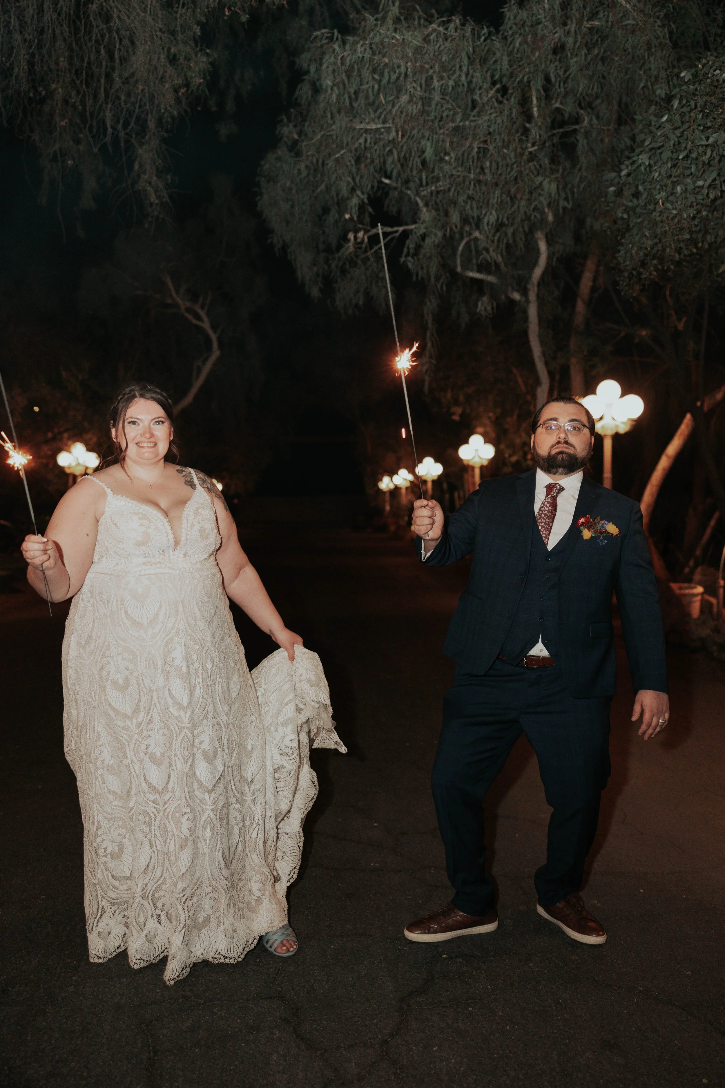 The evening ended with a romantic first dance beneath the lights of the Boojum Tree followed by a joyful sparkler exit surrounded by family and friends. It was the perfect way for Lauren and Joel to close out their beautiful Phoenix garden wedding ce