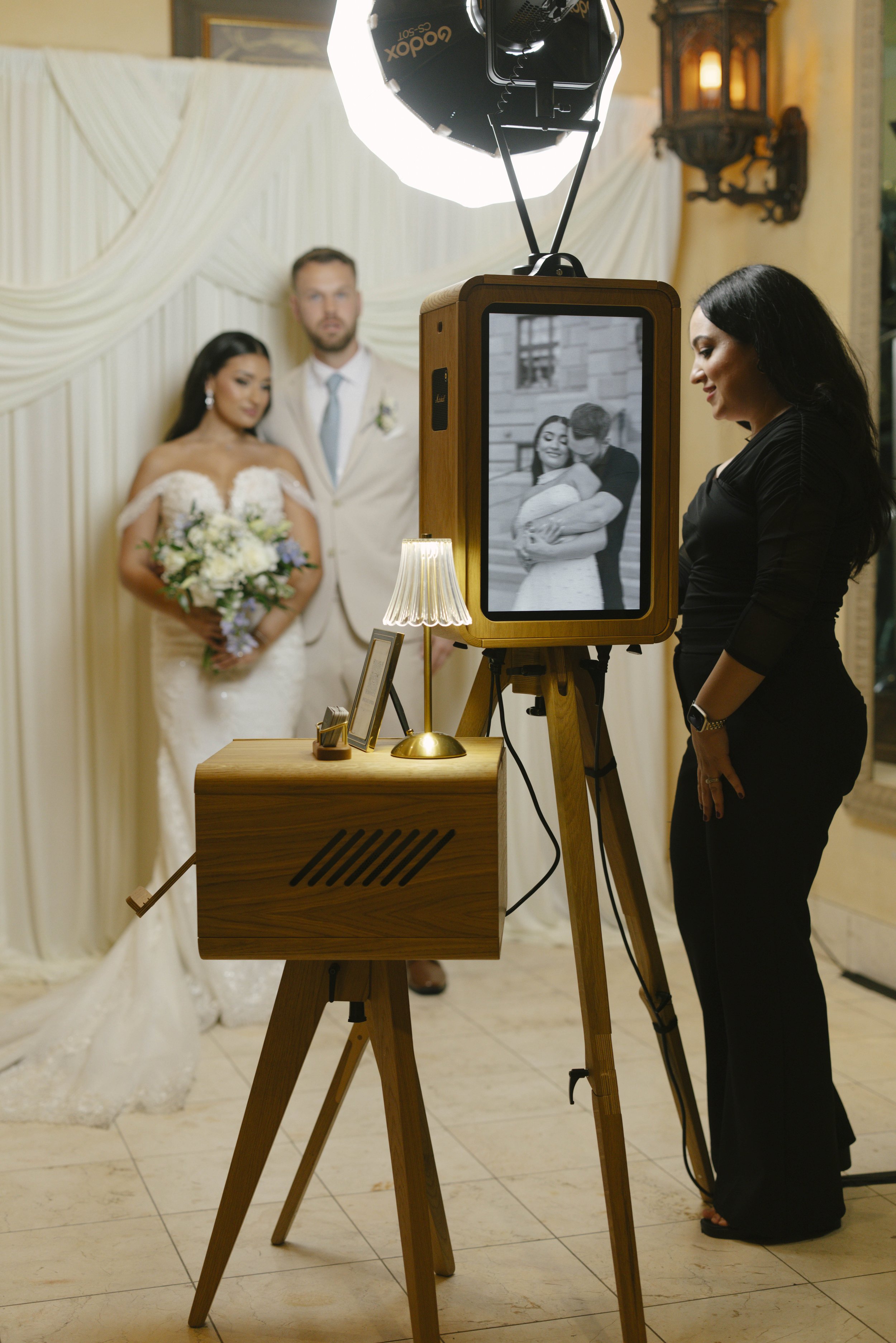 The reception celebration at Ashley Castle in Chandler, Arizona, came to life through hybrid film and digital photography, capturing elegant reception details, joyful bridal party entrances, and lively dance floor moments inside the castle’s grand ba