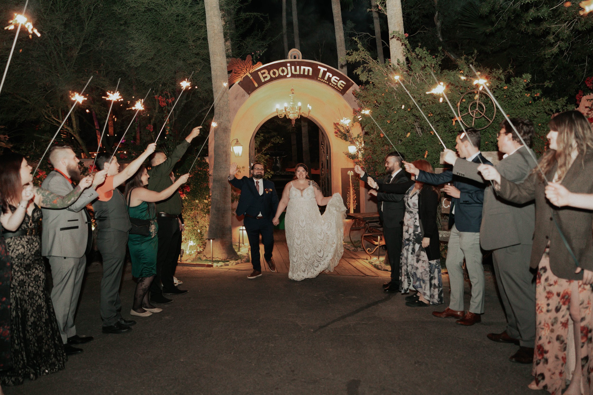 The evening ended with a romantic first dance beneath the lights of the Boojum Tree followed by a joyful sparkler exit surrounded by family and friends. It was the perfect way for Lauren and Joel to close out their beautiful Phoenix garden wedding ce