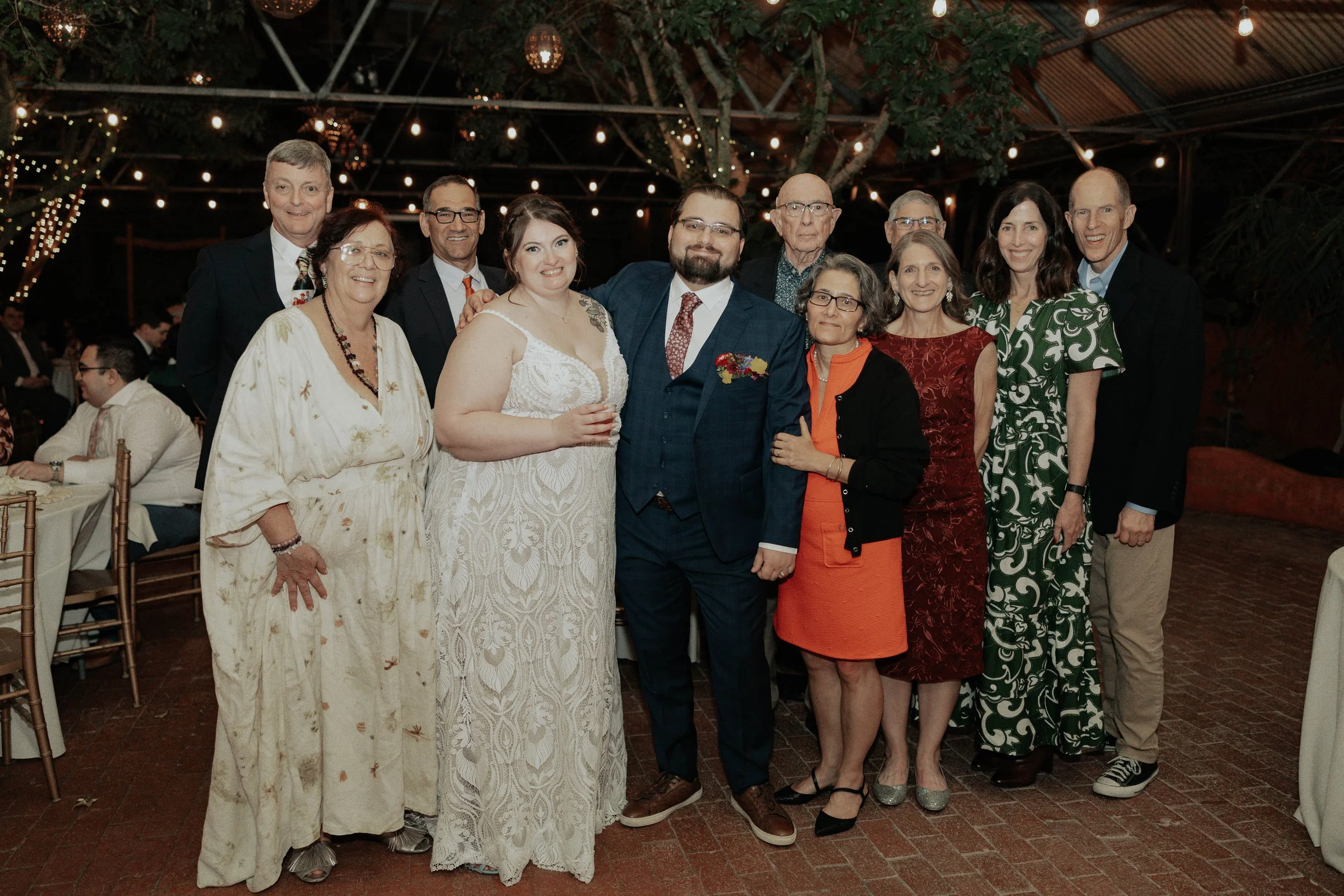 The celebration continued with an intimate garden reception at the Boojum Tree in Phoenix. Surrounded by glowing string lights, lush greenery, and their closest family and friends, Lauren and Joel spent the evening celebrating their marriage with lau