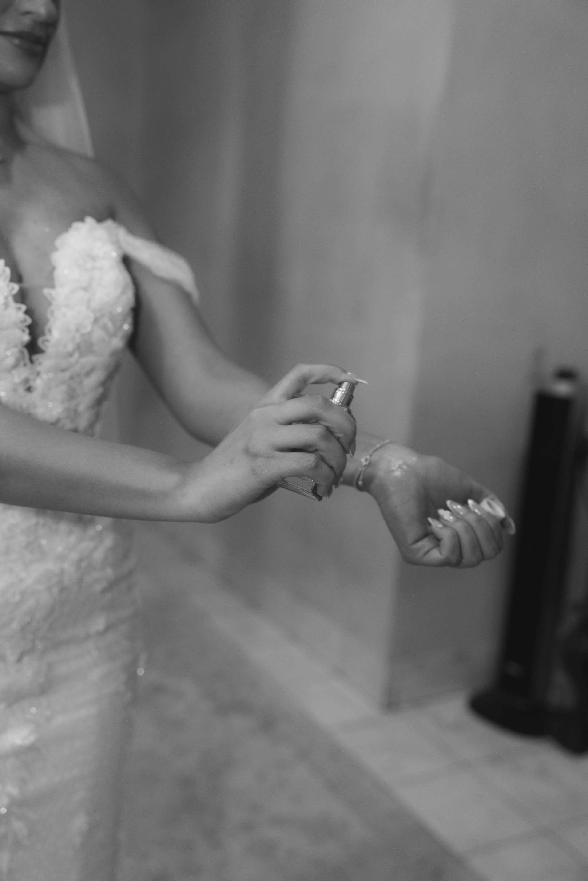 The bride’s final getting-ready moments at Ashley Castle in Chandler, Arizona, were captured through hybrid film and digital photography, preserving the intimate details of dress fastening, veil placement, and bridal finishing touches with timeless e