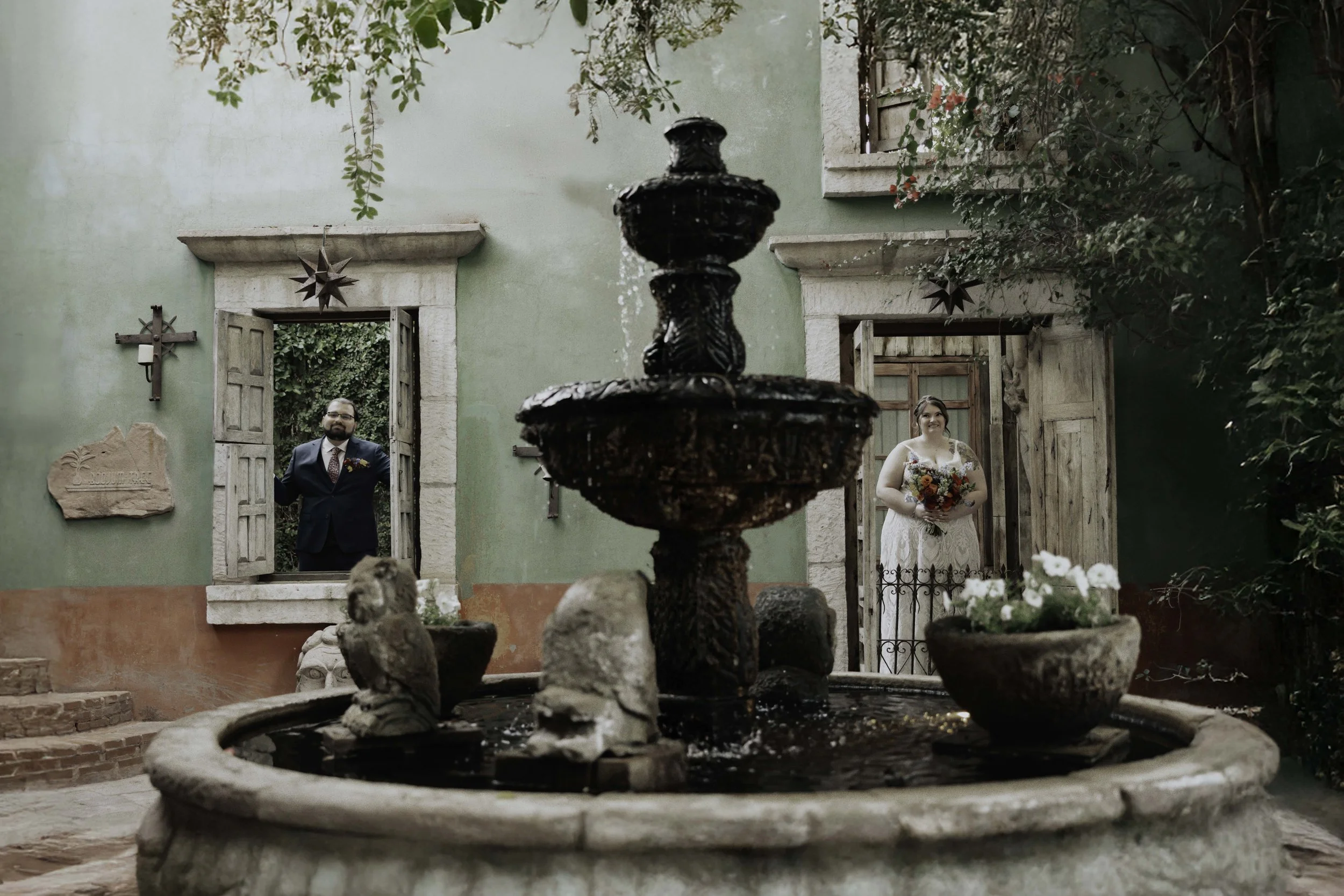 After the ceremony, Lauren and Joel explored the beautiful garden paths and adobe architecture of the Boojum Tree for their wedding portraits. Surrounded by desert greenery and warm Phoenix light, these moments captured the joy and excitement of thei
