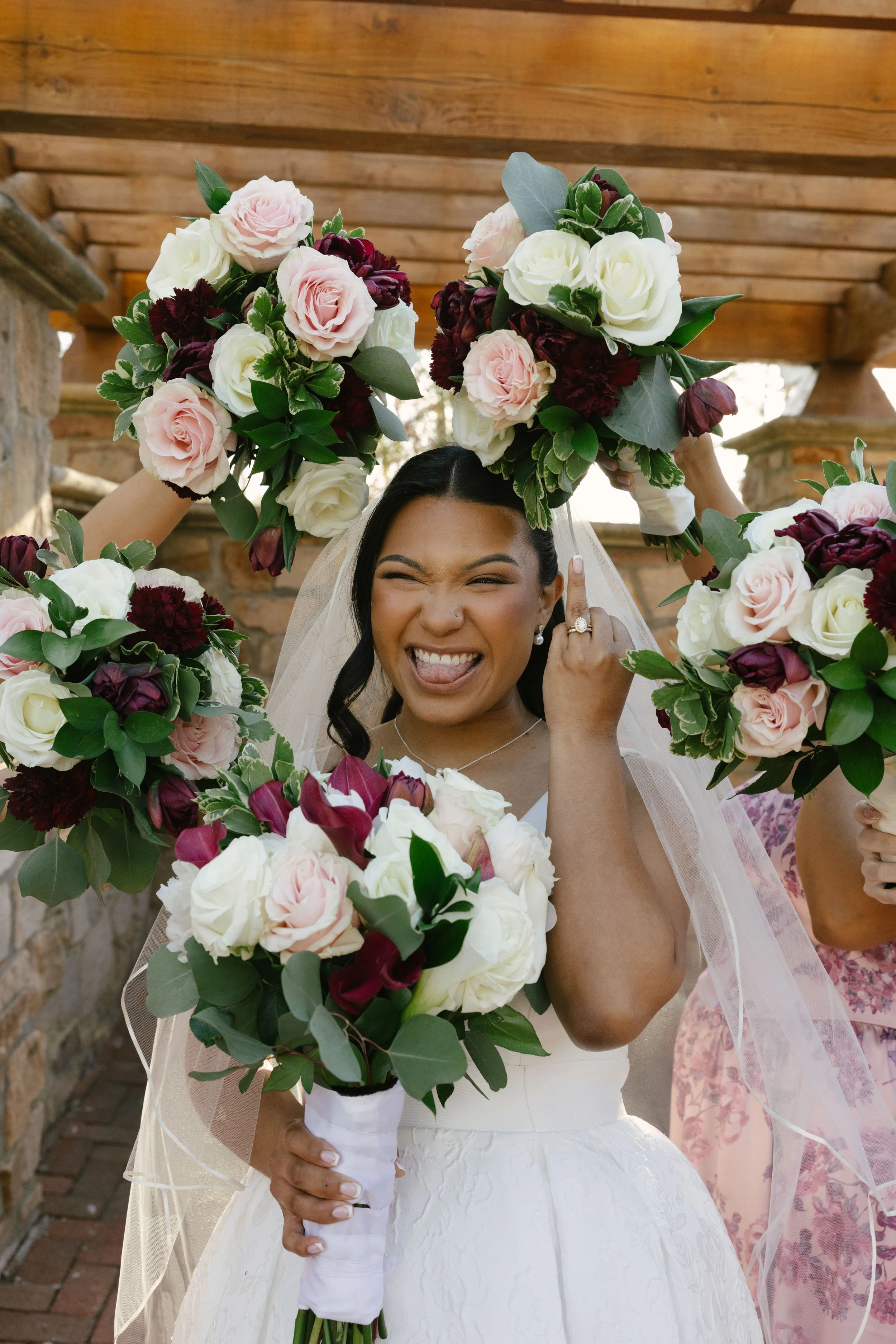 Bridal party portraits at Hotel DuVillage celebrate the bride and groom alongside their closest friends and family. Captured on digital and 35mm film, these images highlight genuine laughter, timeless portraits, and unforgettable moments.