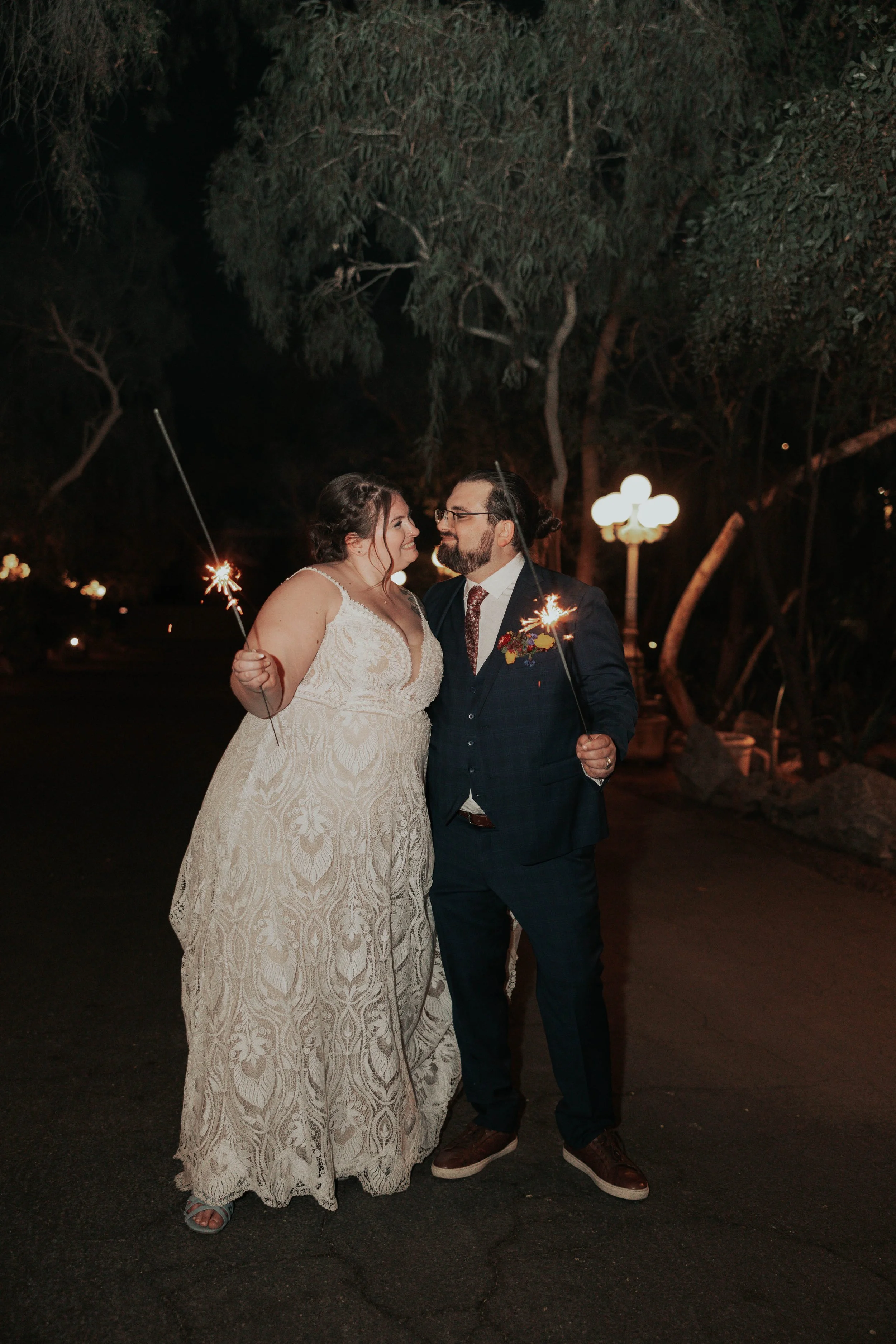The evening ended with a romantic first dance beneath the lights of the Boojum Tree followed by a joyful sparkler exit surrounded by family and friends. It was the perfect way for Lauren and Joel to close out their beautiful Phoenix garden wedding ce