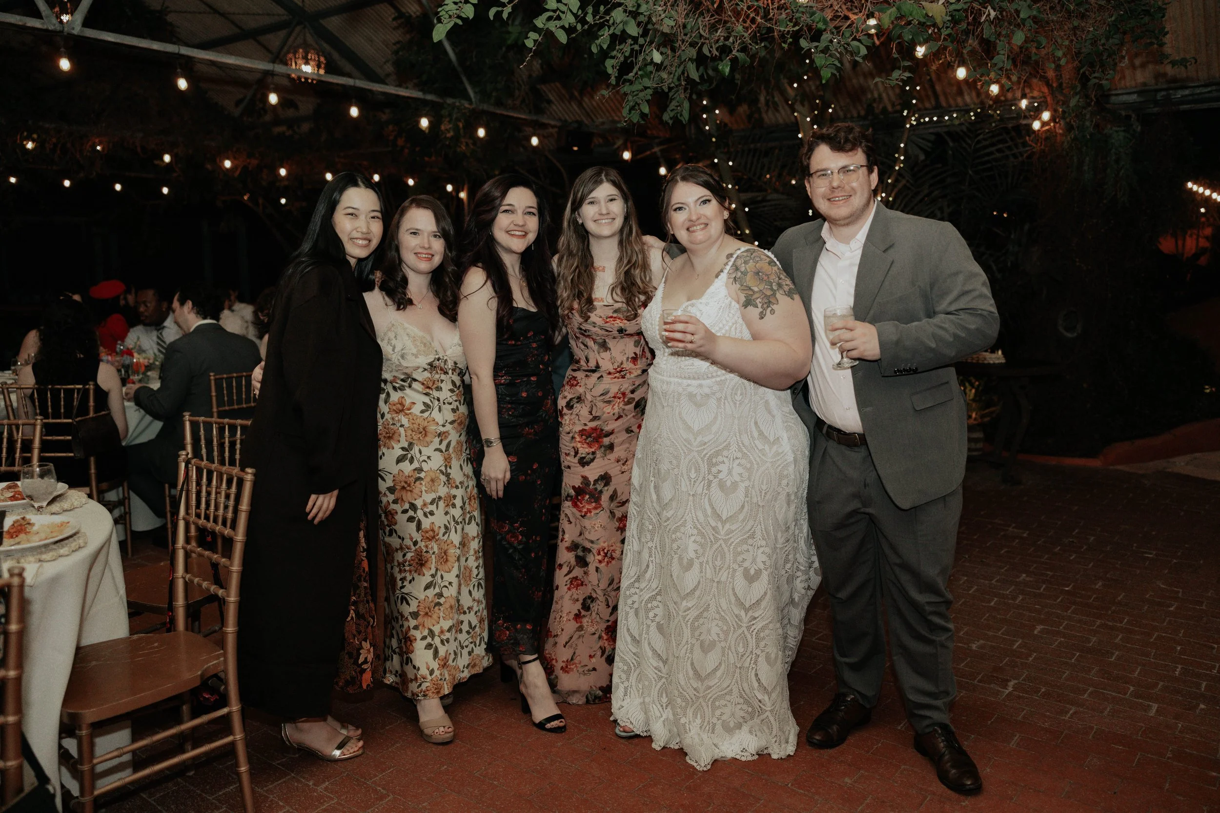 The celebration continued with an intimate garden reception at the Boojum Tree in Phoenix. Surrounded by glowing string lights, lush greenery, and their closest family and friends, Lauren and Joel spent the evening celebrating their marriage with lau