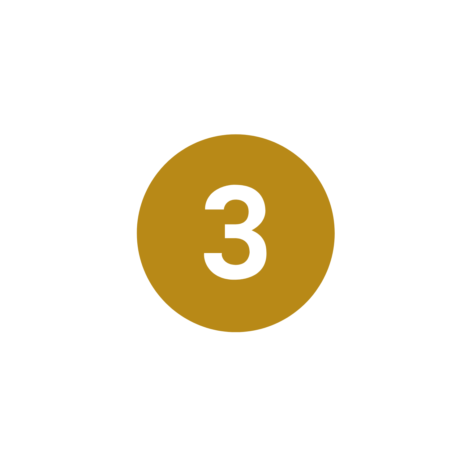 Number three with a large gold circle background