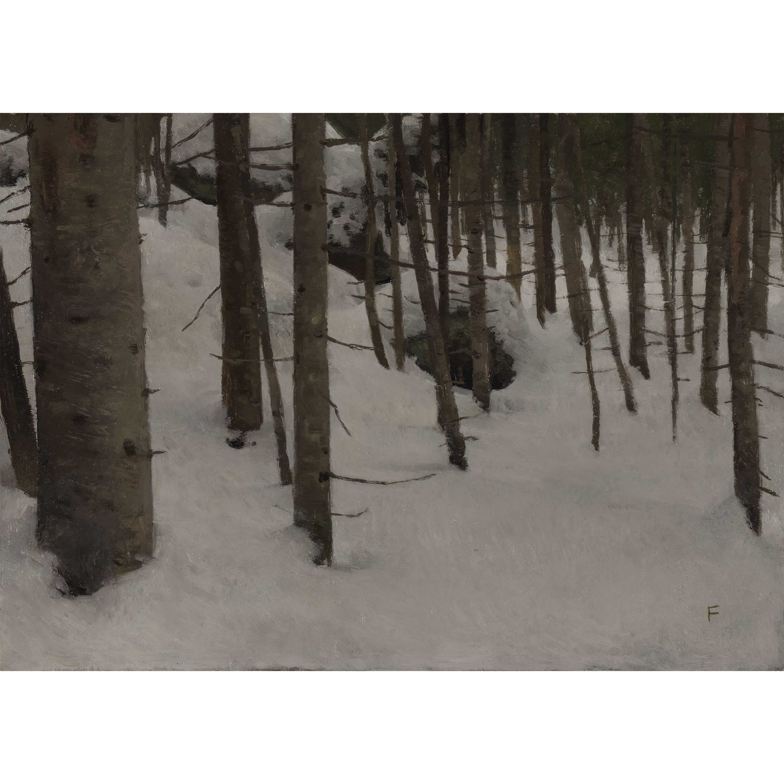 Snow, Winter, Trees, Landscape, Oil Painting