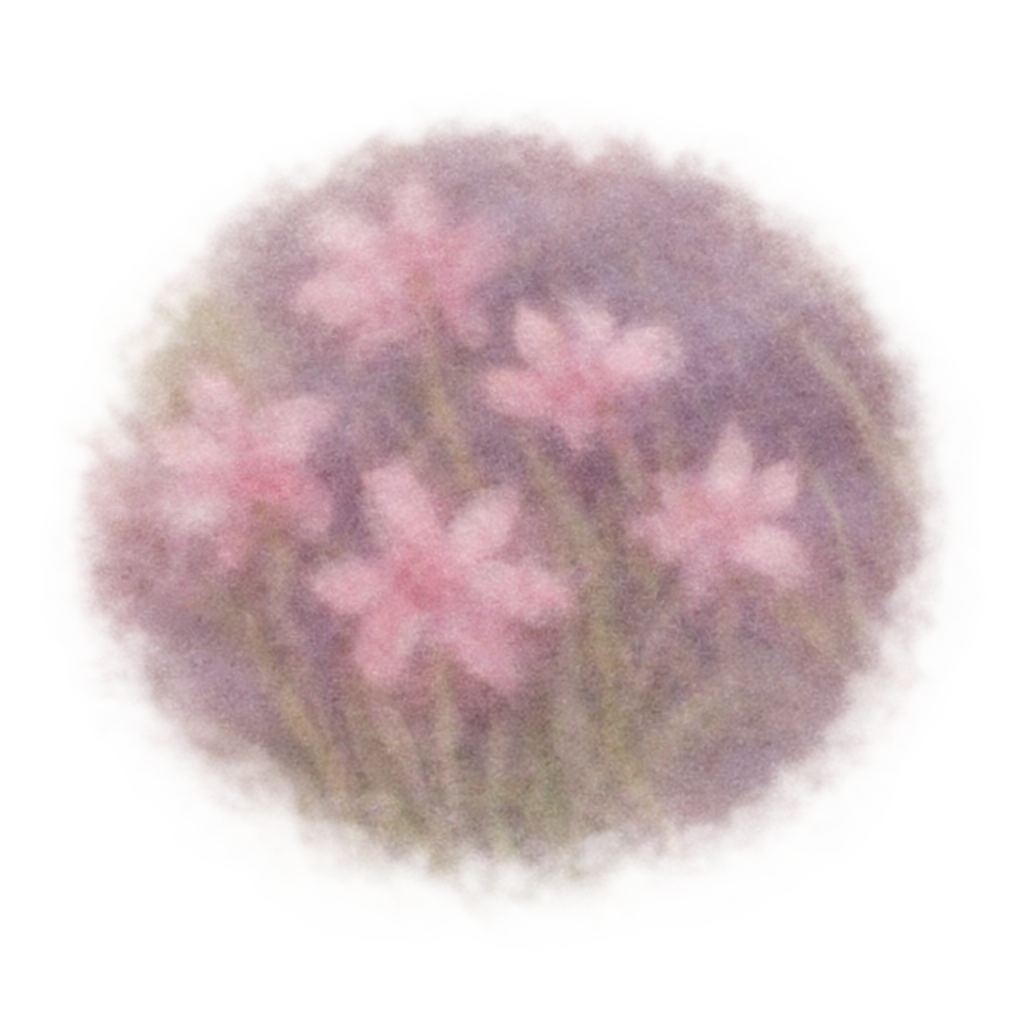 Close-up of pink flowers with green stems and leaves in a rounded cluster.