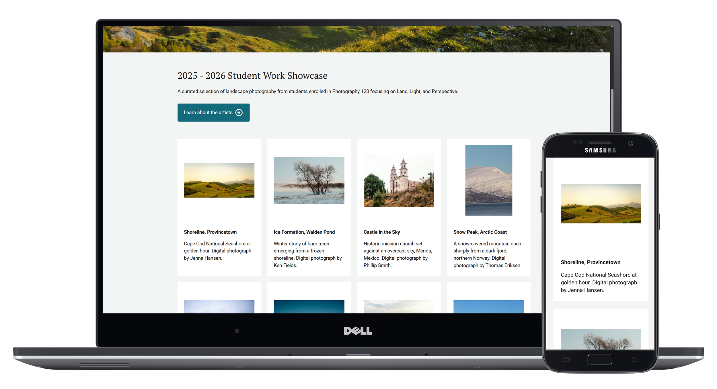 Final desktop and mobile design of the media component.