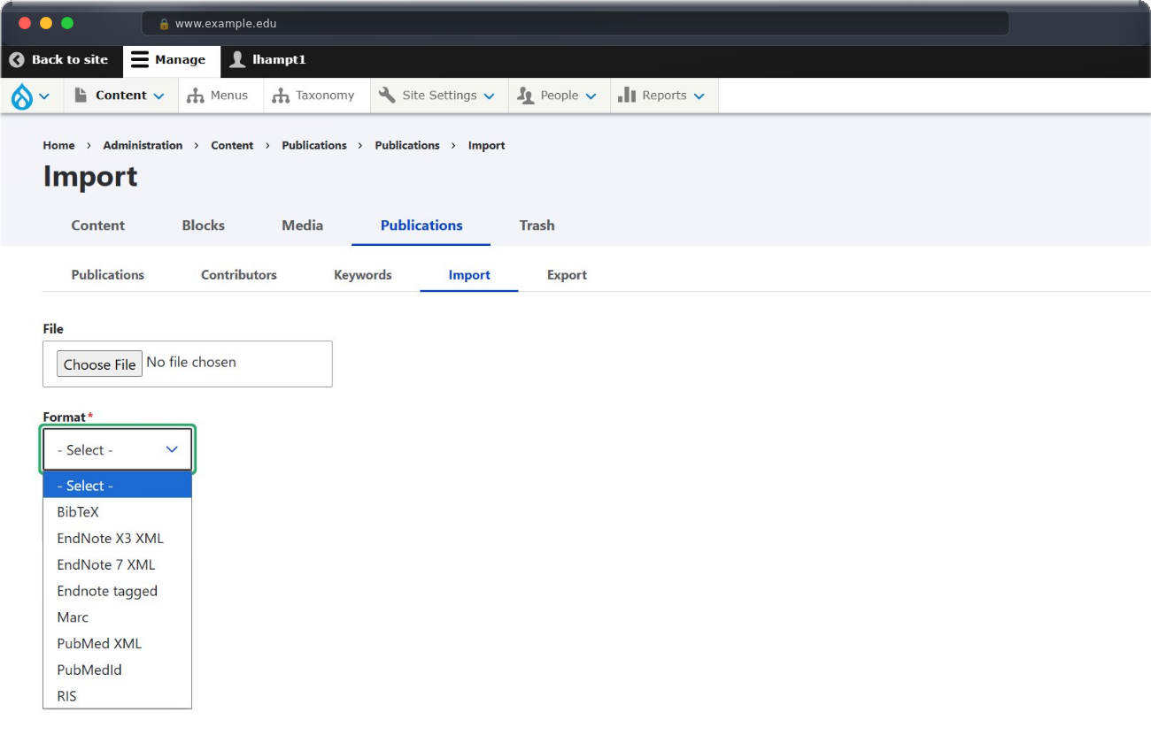 HarvardSites Drupal's citation import interface for site builders.