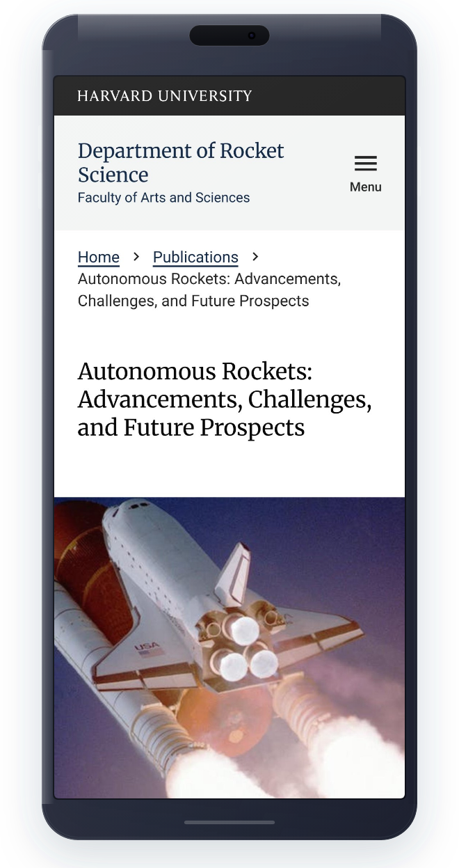 Final design of a publication details page on mobile.