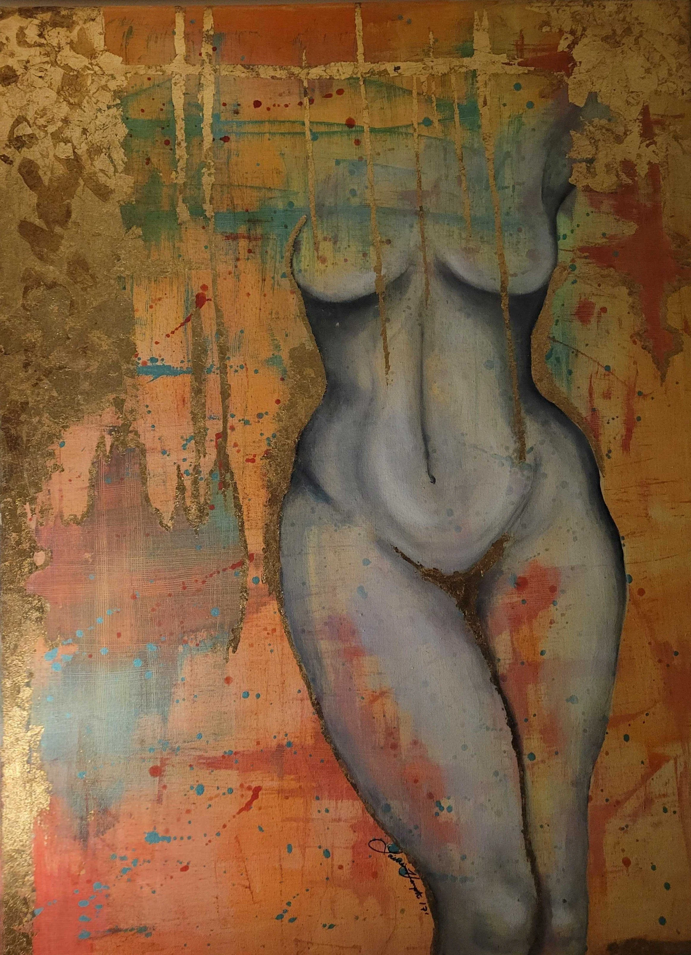 Curvy Nude. Oil and acrylic on canvas. 2017