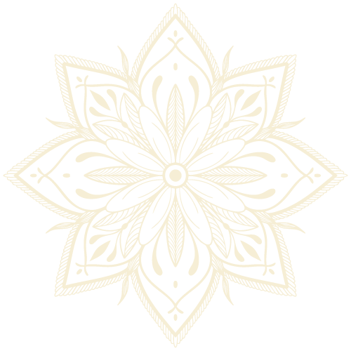 Intricate white mandala design on a black background.