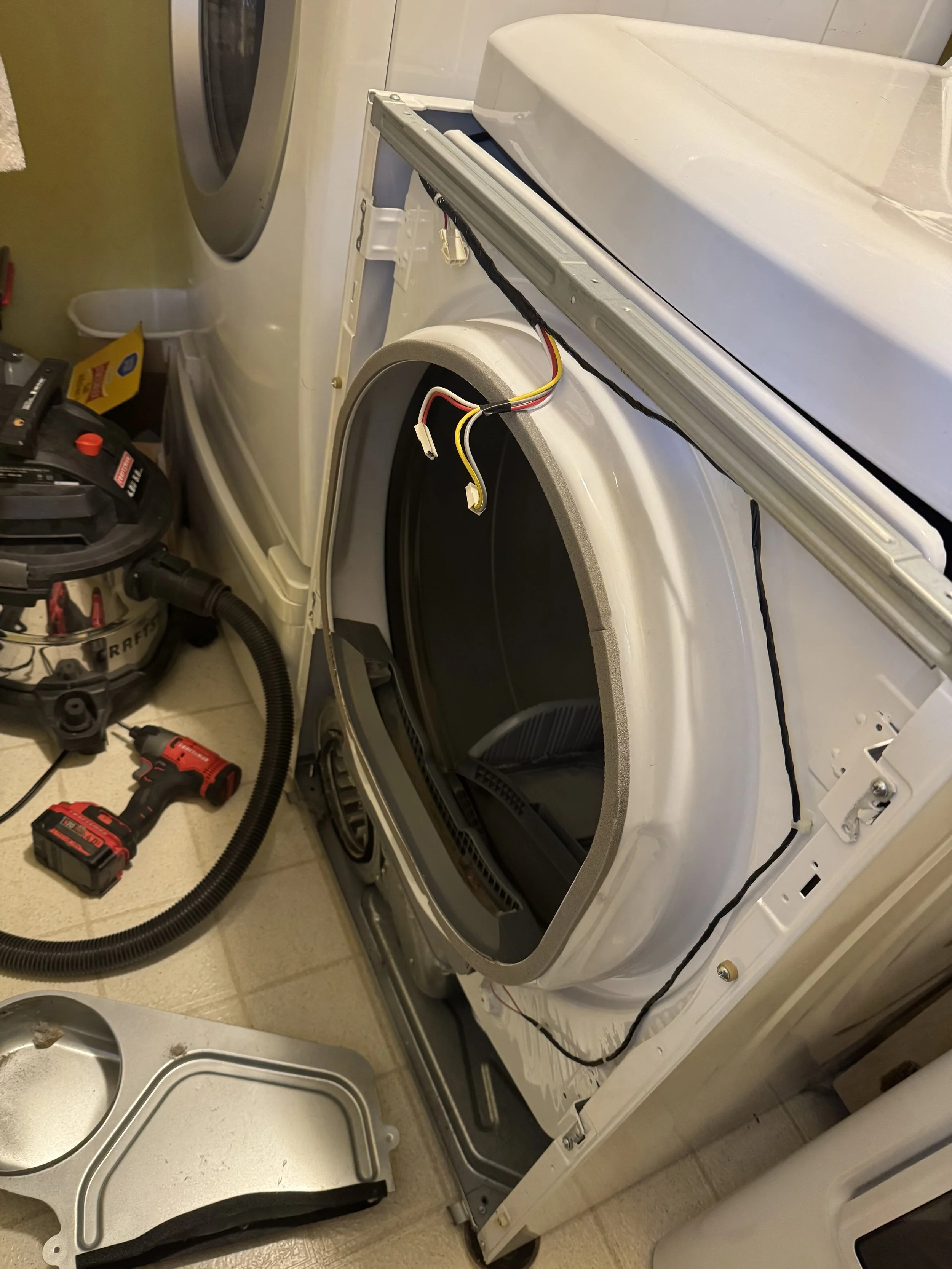 Completely cleaning the inside of a dryer to remove all lint build up with in the dryer vent and dryer itself. 