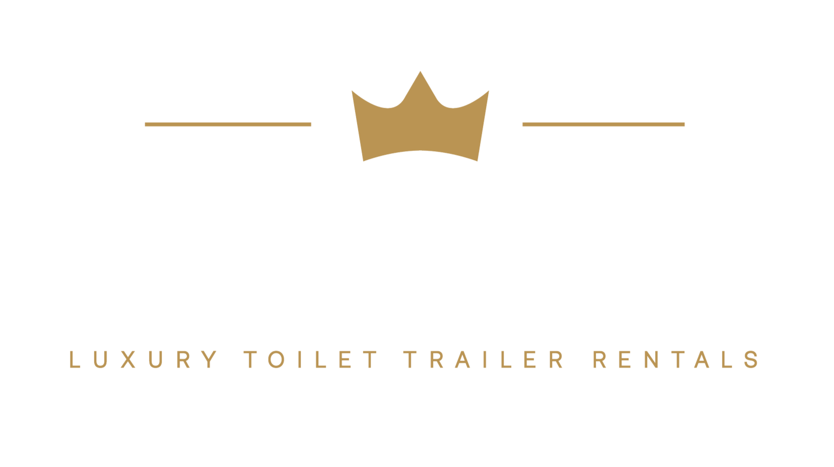 Logo for Royal WC featuring a gold crown above the text, with the words "Royal WC" in large white font and the tagline "Luxury Toilet Trailer Rentals" underneath in smaller gold font.