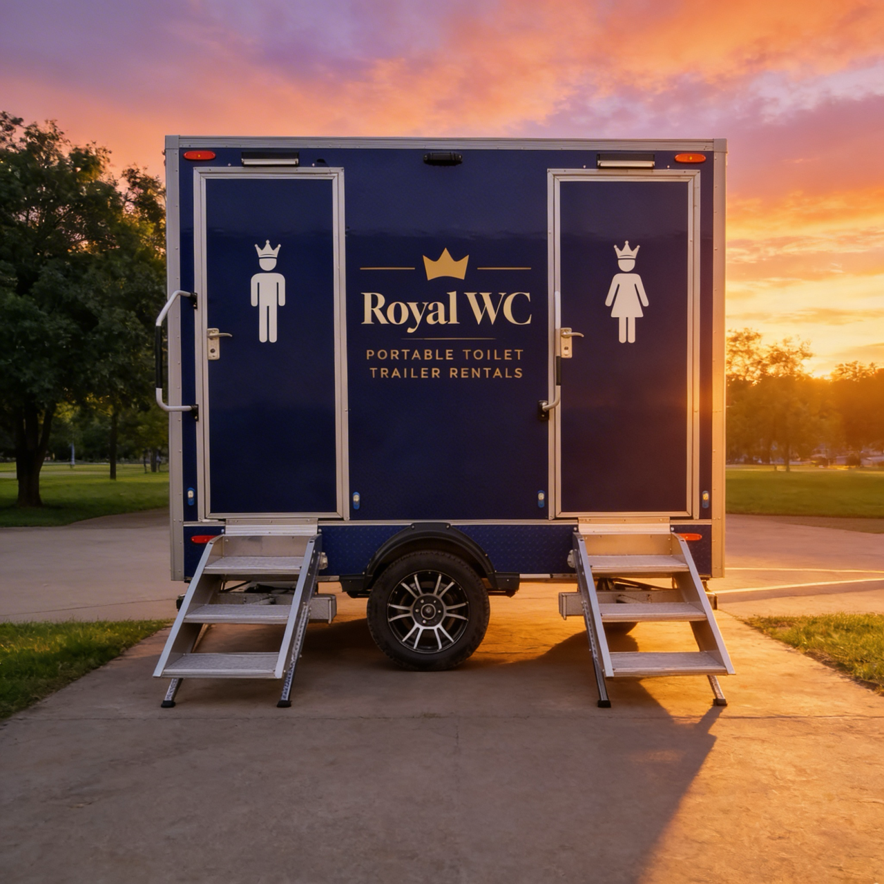 Upscale luxury portable bathroom trailers with air conditioners