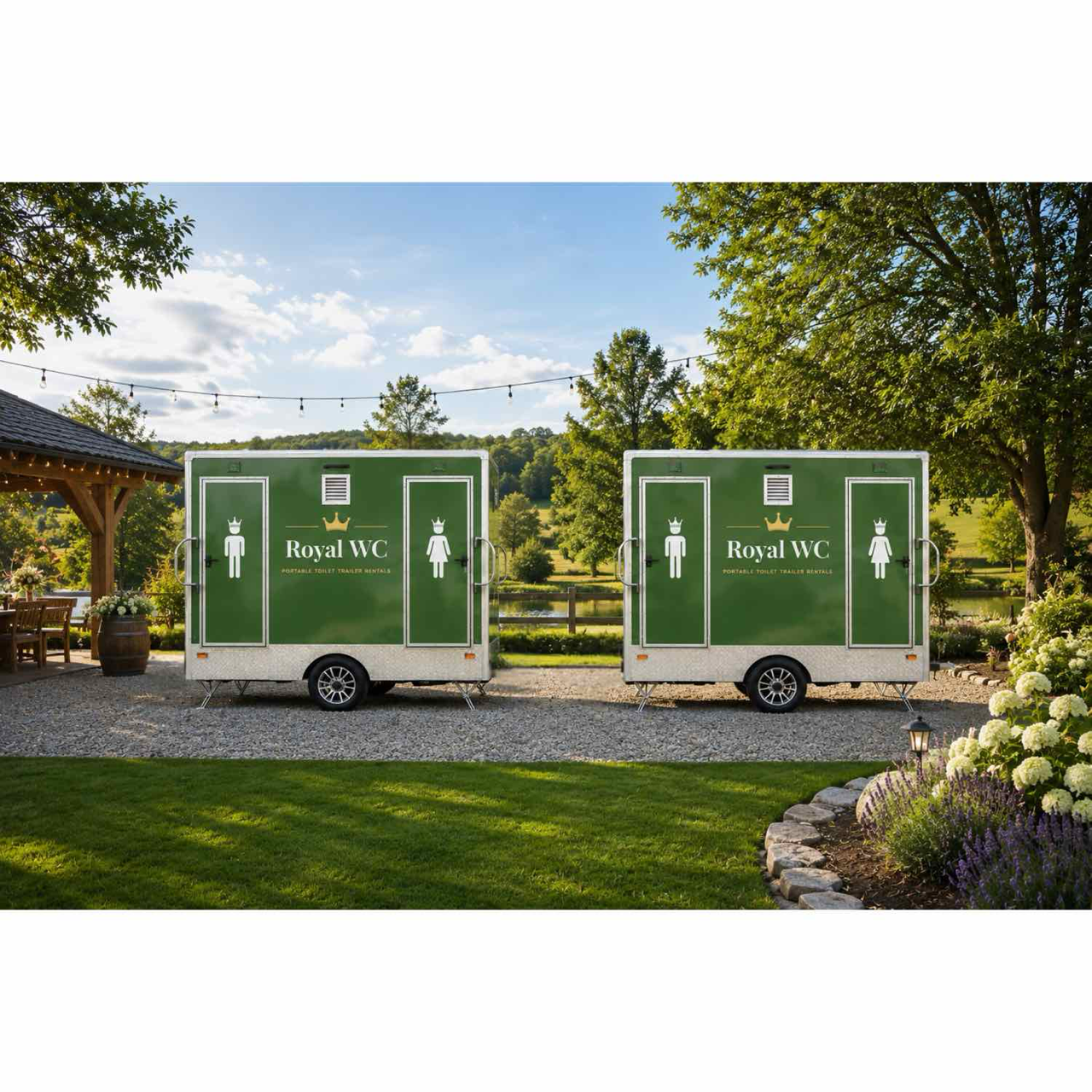 The Olive Collection in the fleet of luxury portable toilet rentals in Crete Greece from Royal WC.