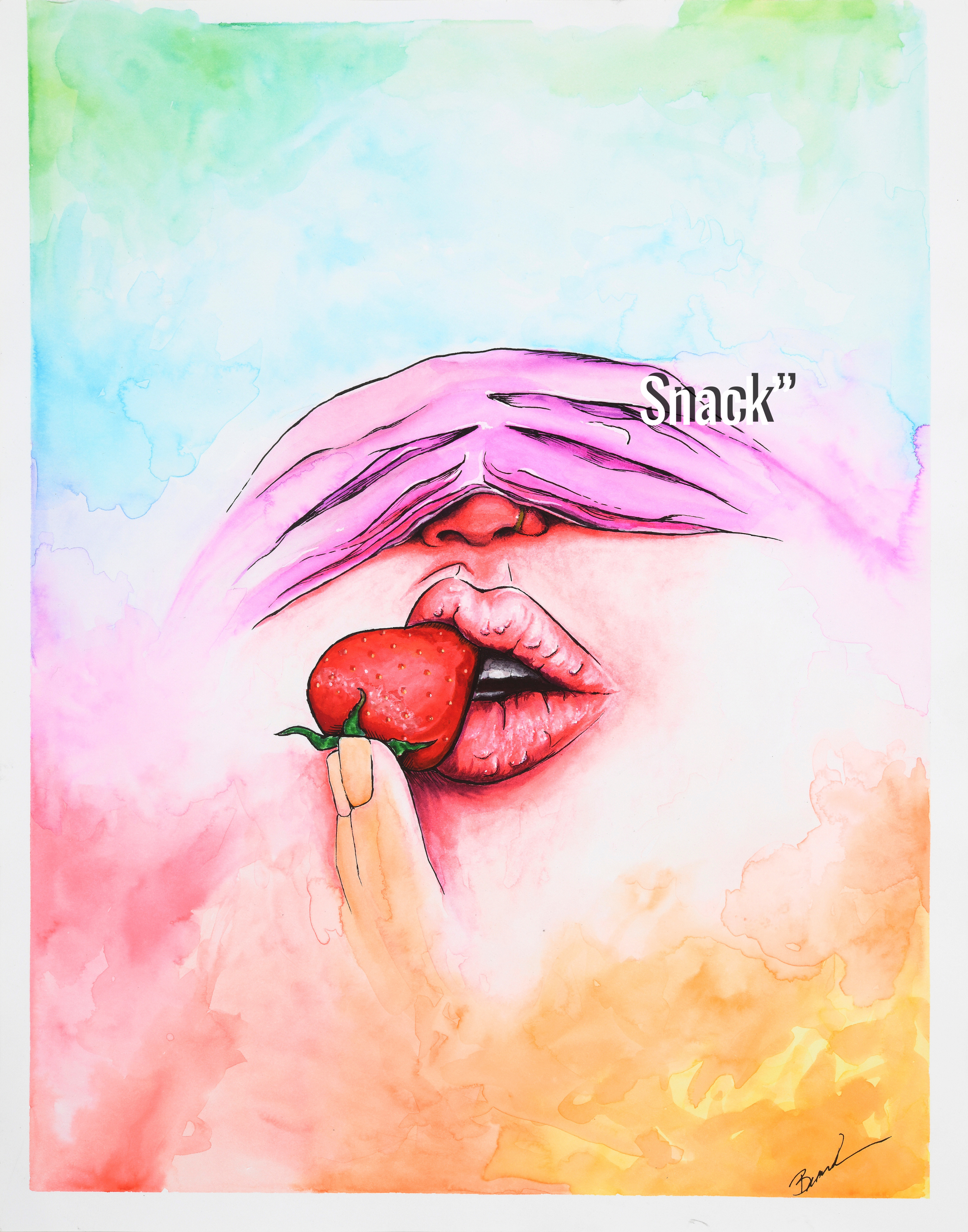 "Snack" - watercolor and ink
