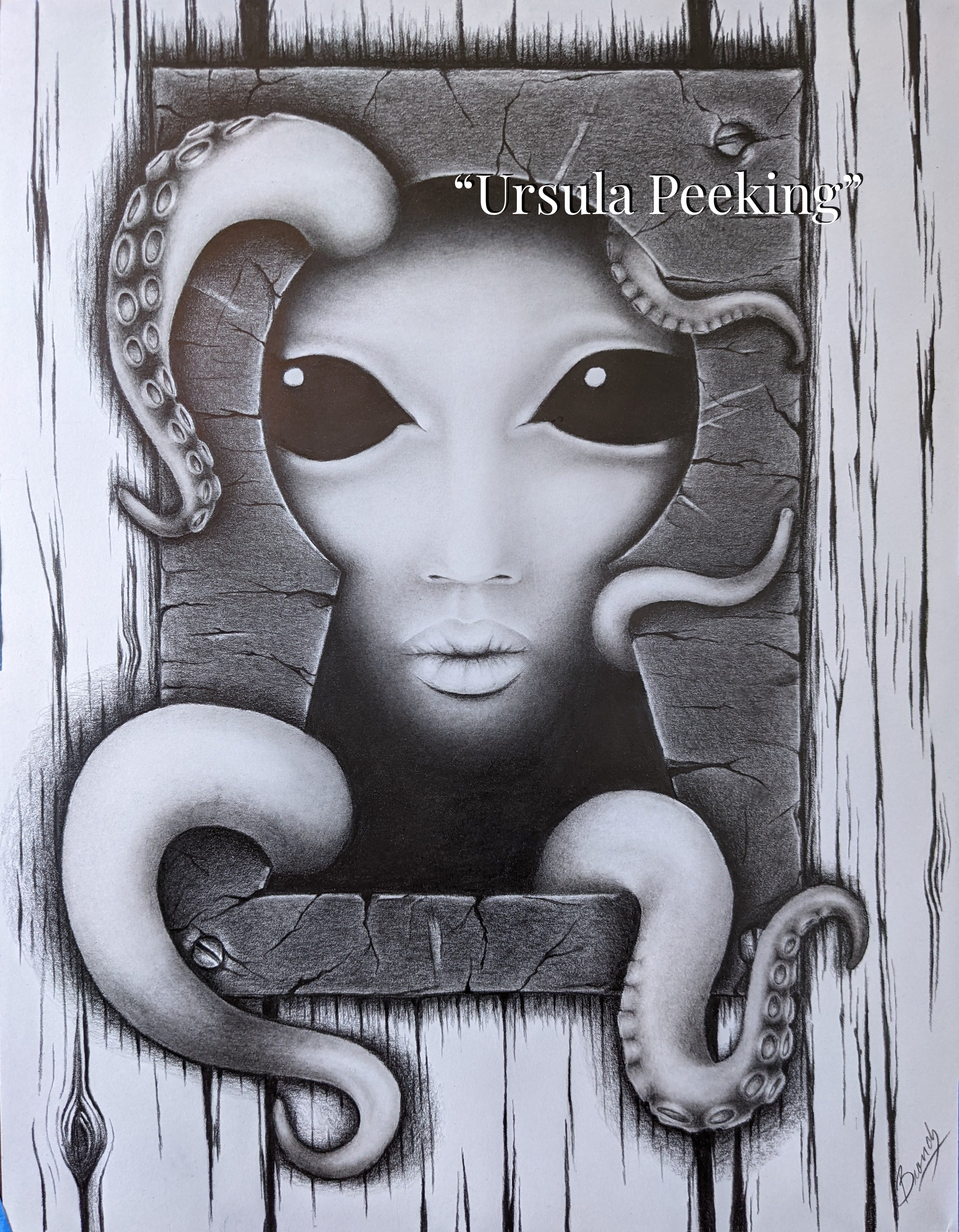 "Ursula Peeking" - graphite