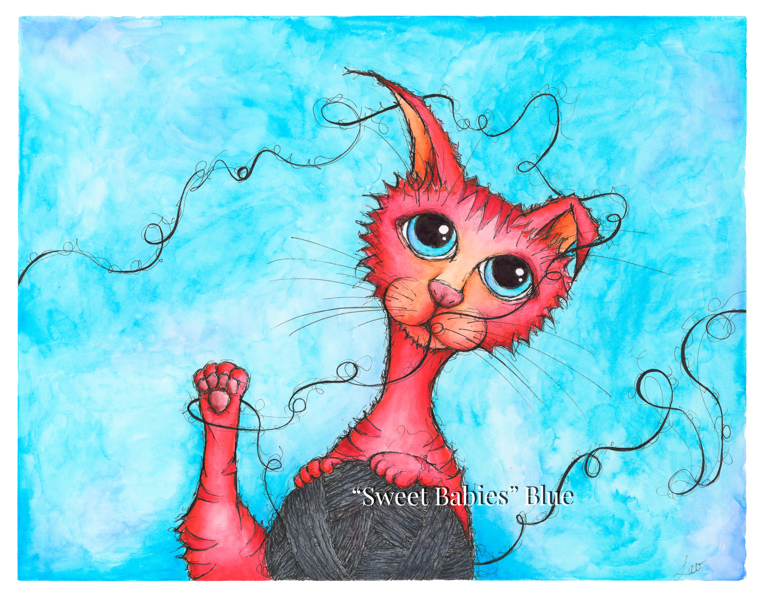 "Sweet Babies" (triptych) - watercolor and ink