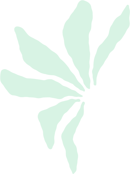 Stylized illustration of a plant or leaf with elongated, irregular-shaped leaves radiating outward from a central point, in light color against a dark background.