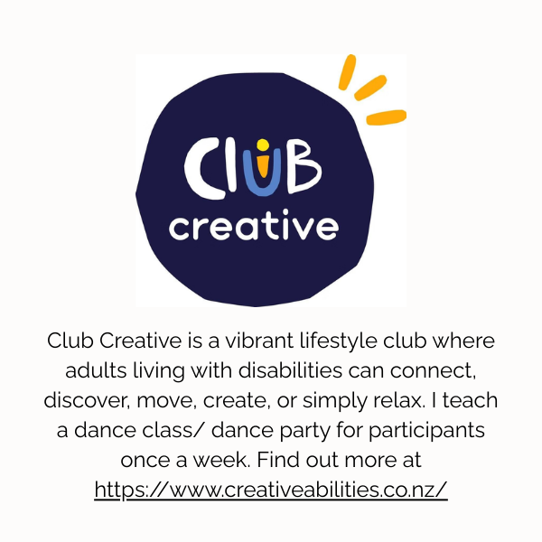 Logo for Club Creative with the word 'creative' beneath it, celebrating inclusivity and connection for adults with disabilities.