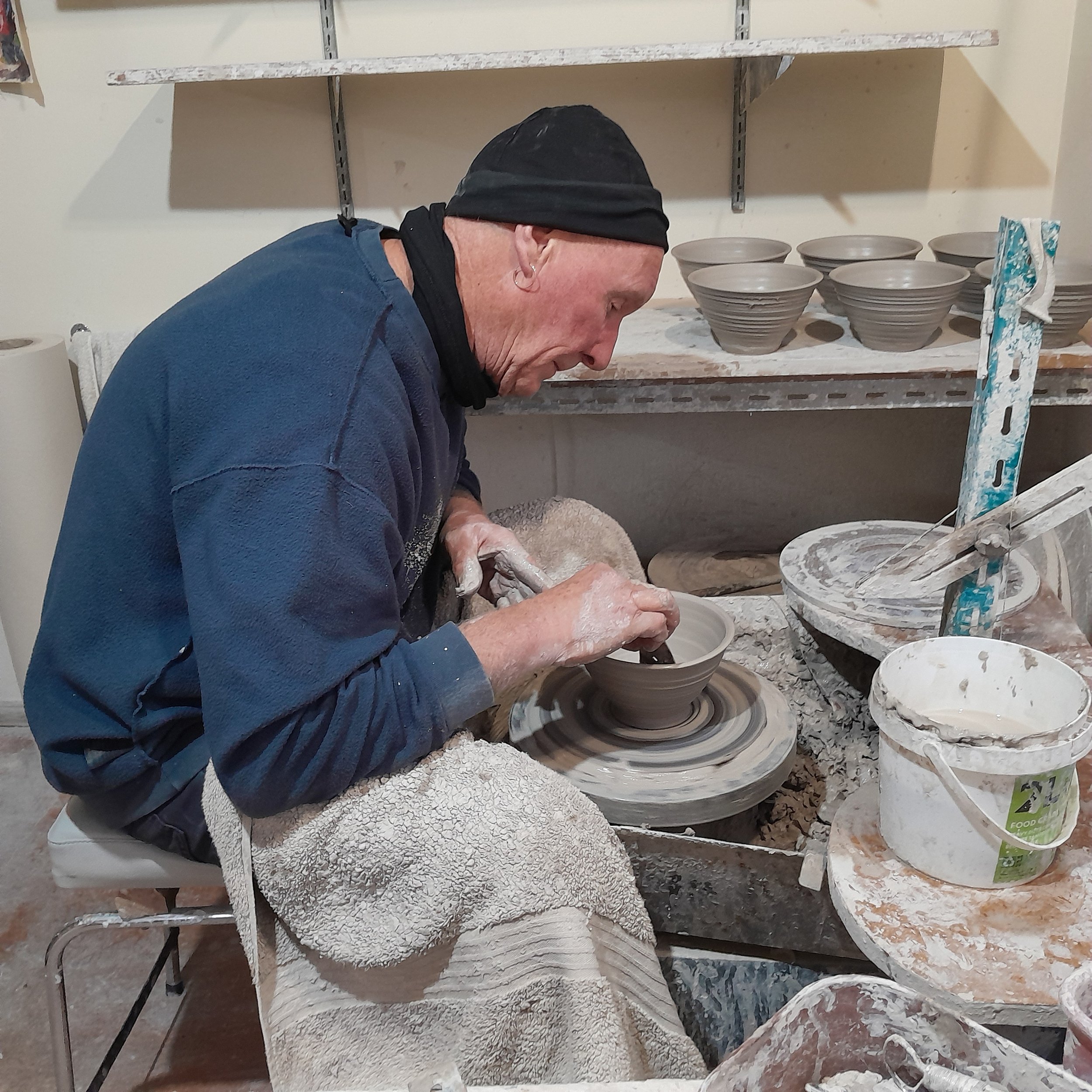 Peter Henderson in his studio in Broad Bay, Dunedin