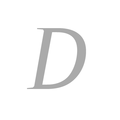 A black background with a large gray letter "D" in the center.