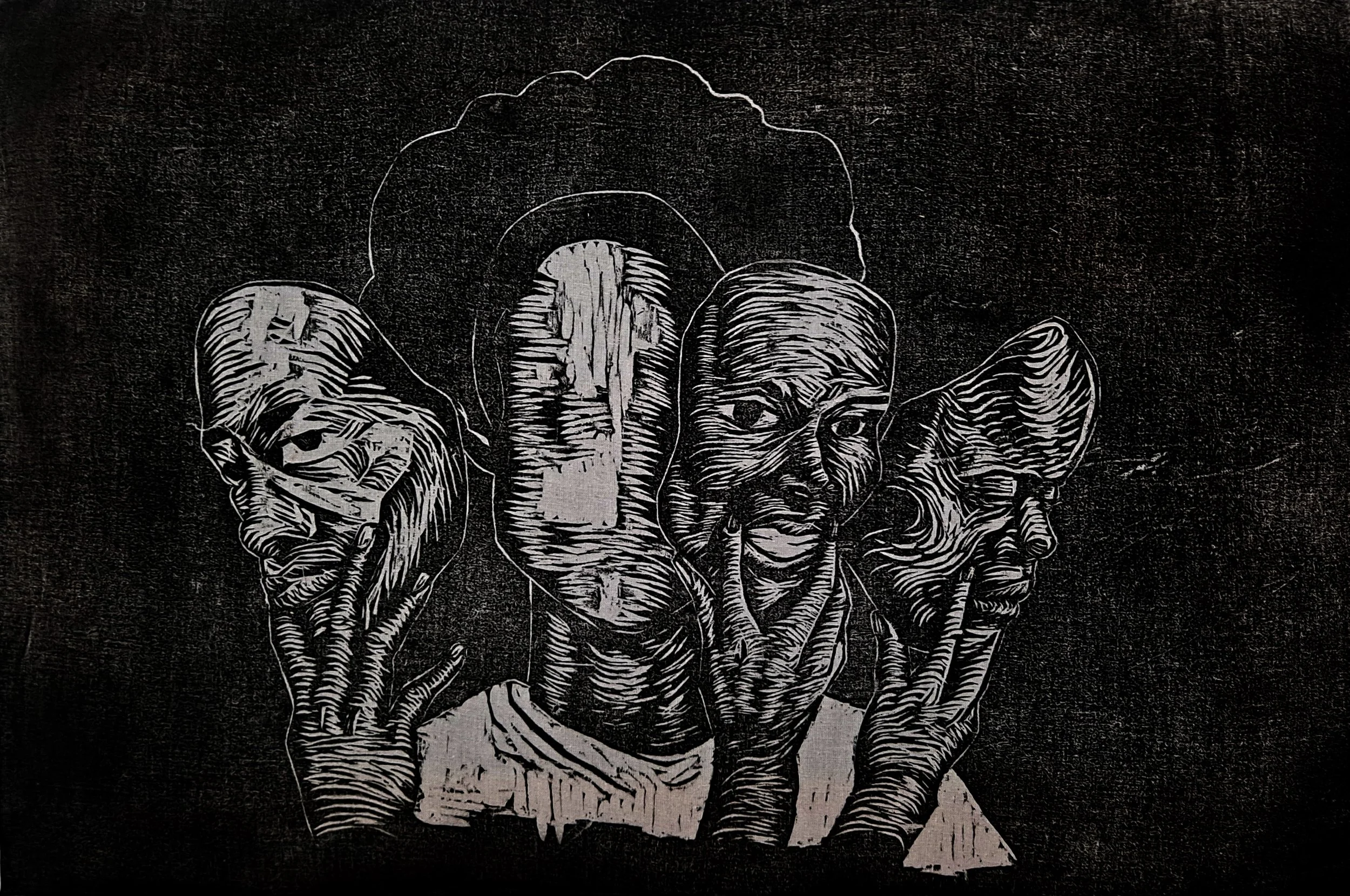 Tri-hard
12"x18"
2018
Relief on fabric