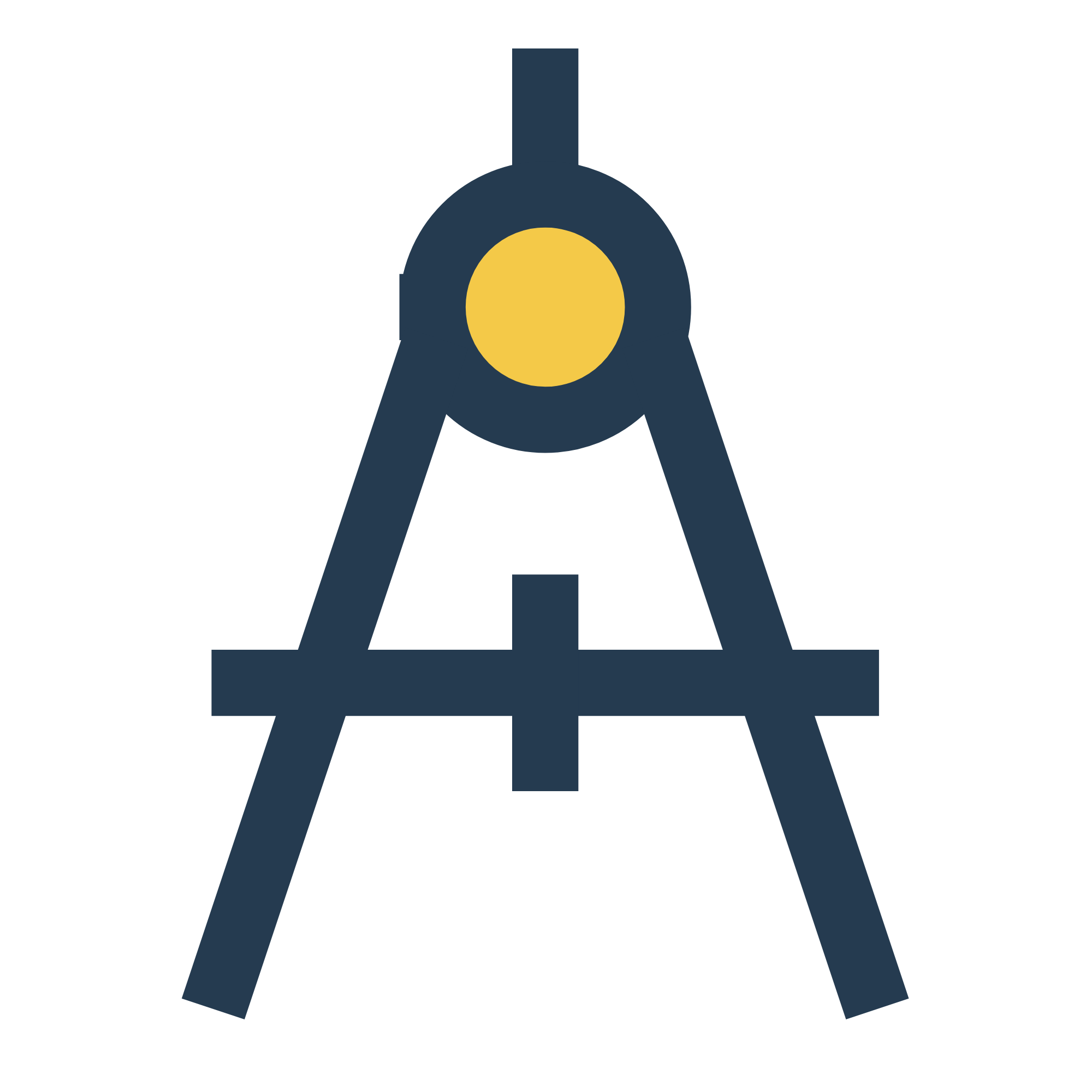 Graphic of a geometric compass used for technical drawing or drafting.