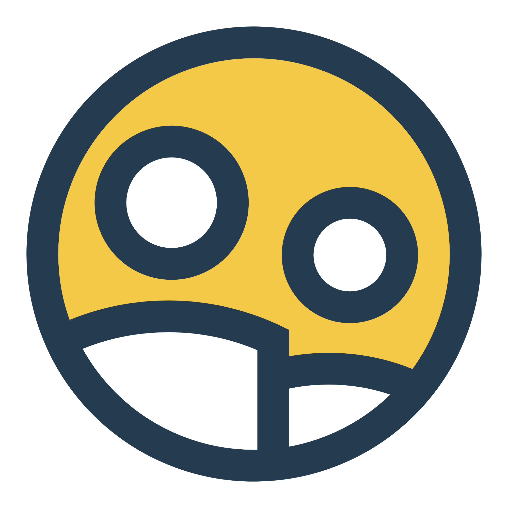 Emoji face with a worried or distressed expression, showing wide eyes and a mouth with a crooked smile.