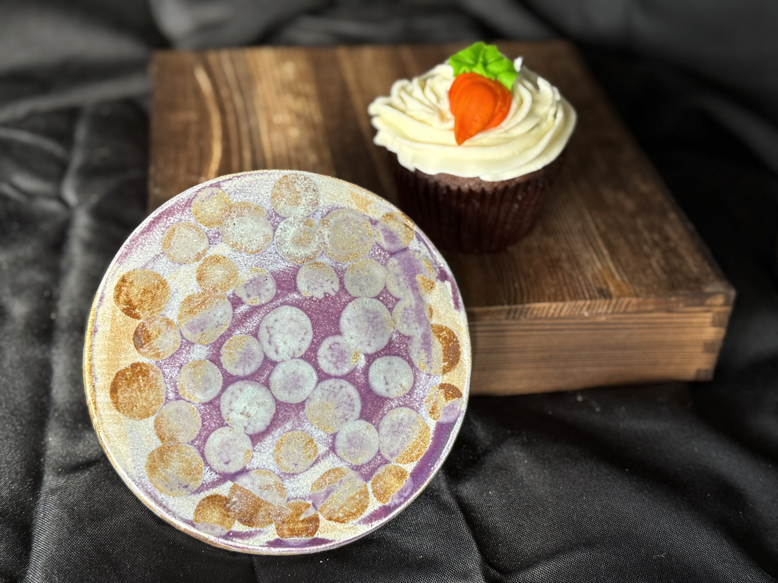 Cake Stand - Mini - Purple Dots - Almost 6"