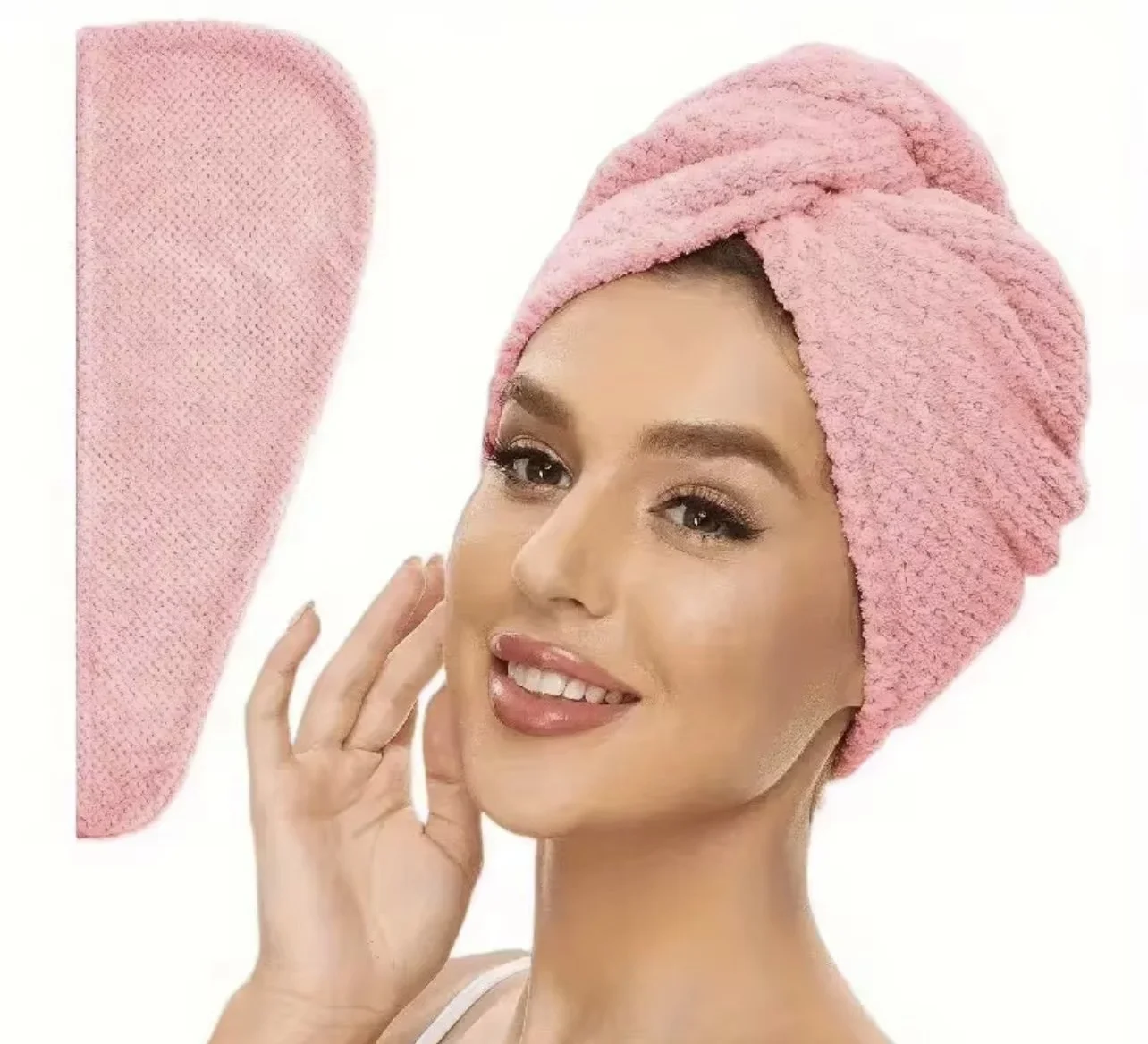 Pink Microfiber Hair Towel