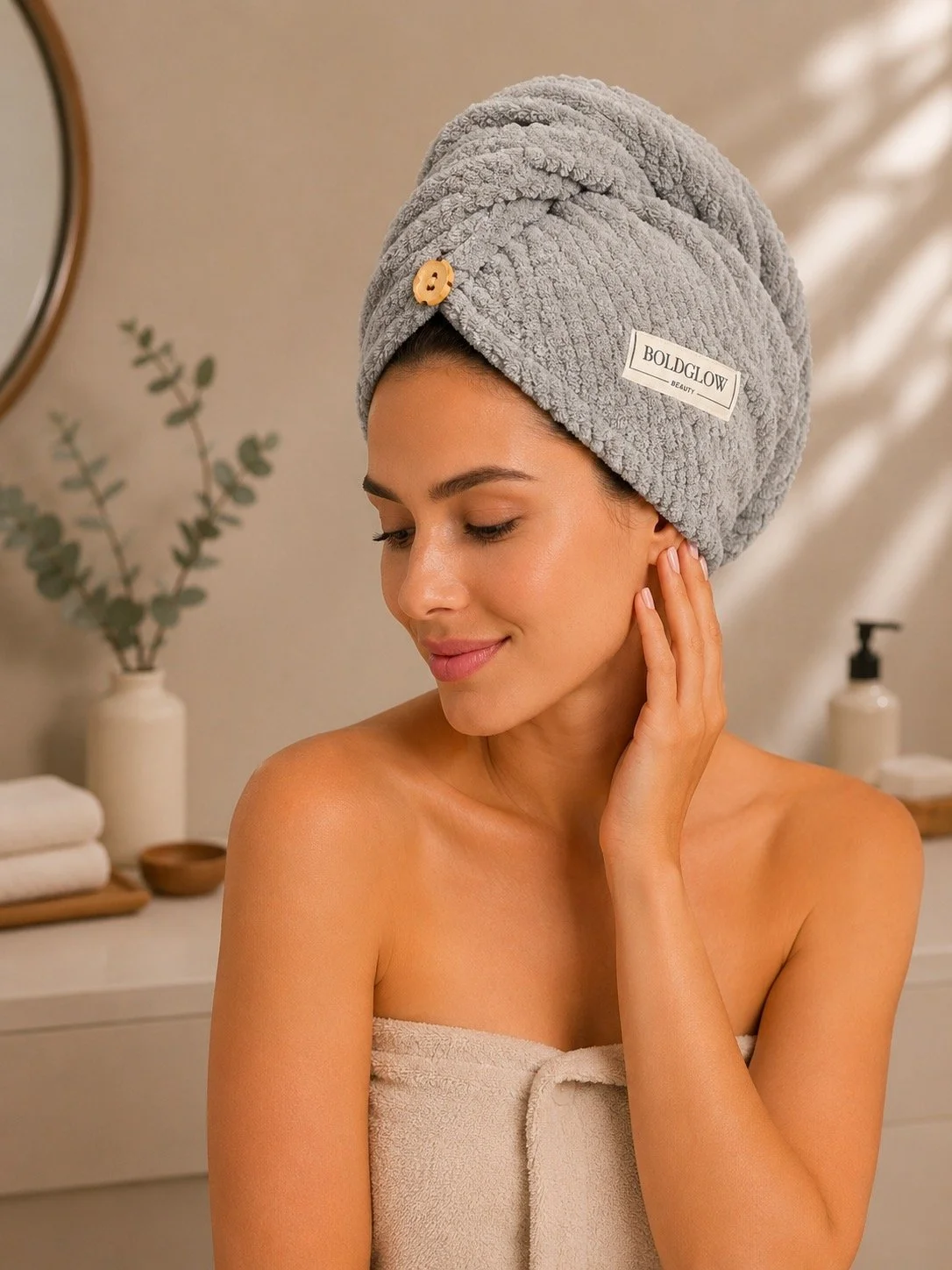 Gray Microfiber Hair Towel