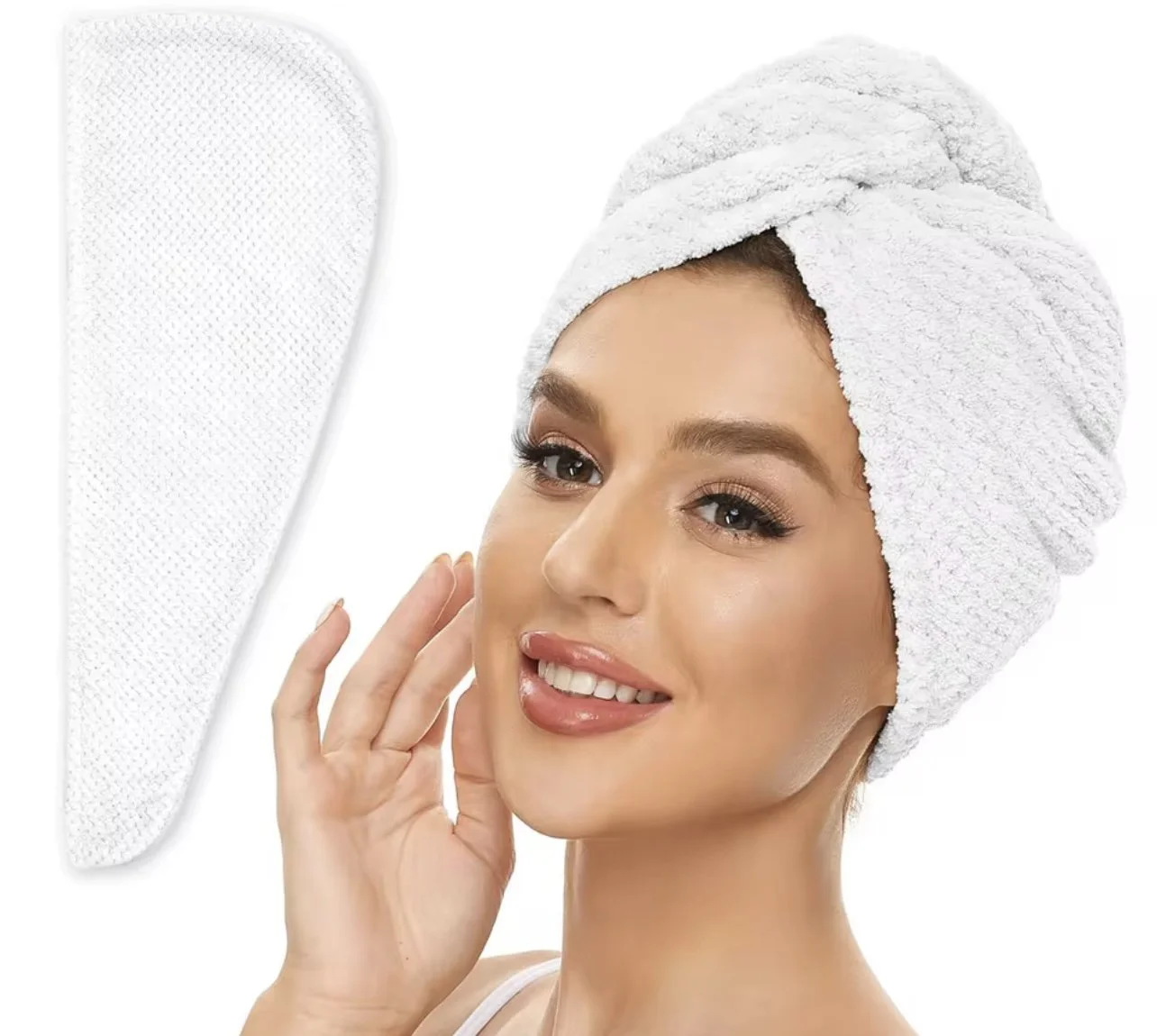 White Microfiber Hair Towel