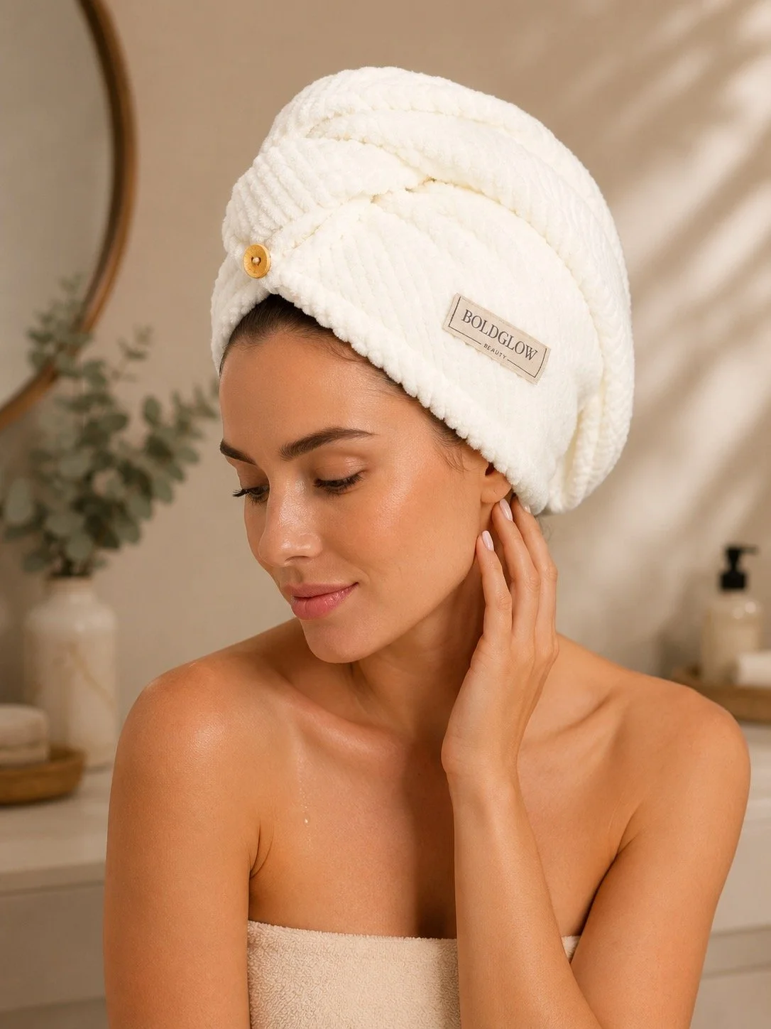 White Microfiber Hair Towel