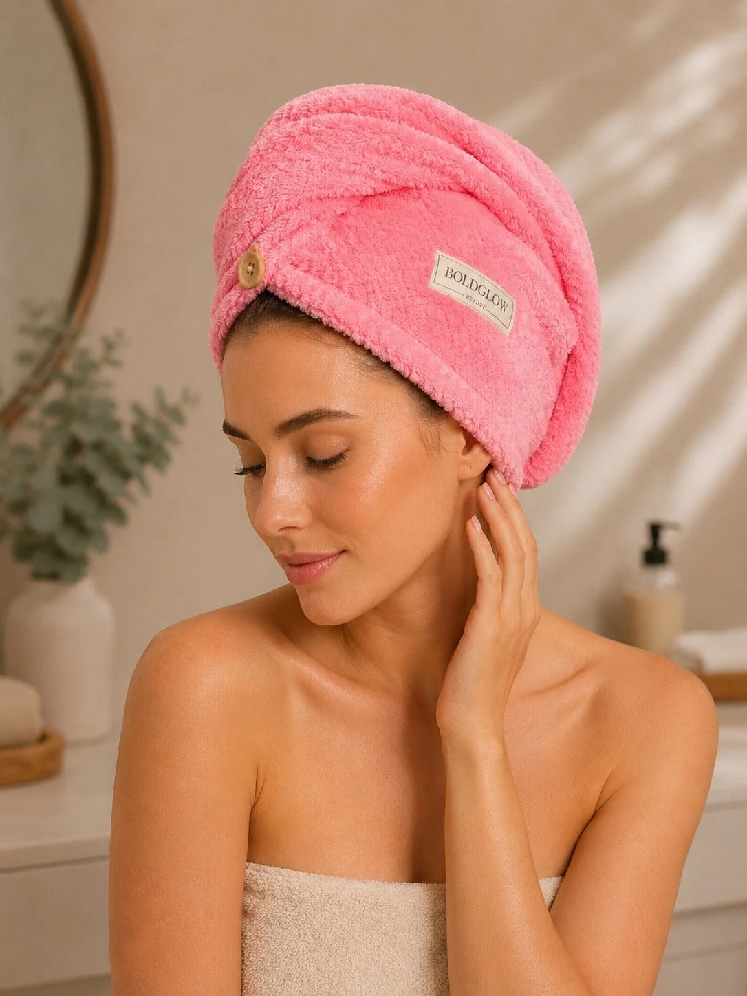 Pink Microfiber Hair Towel