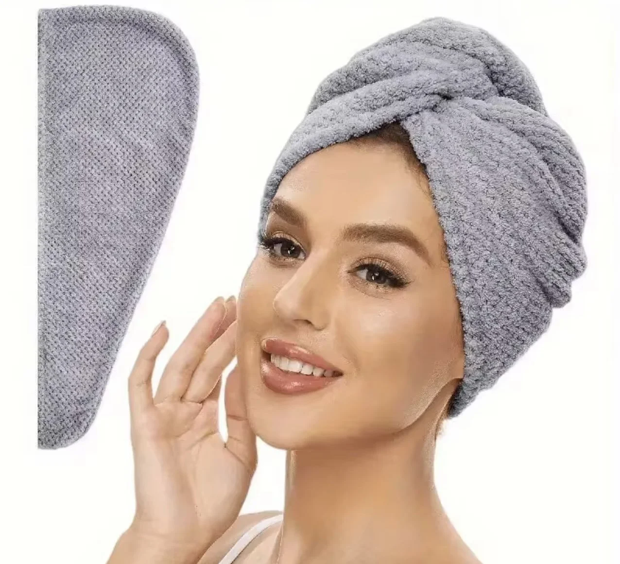 Gray Microfiber Hair Towel