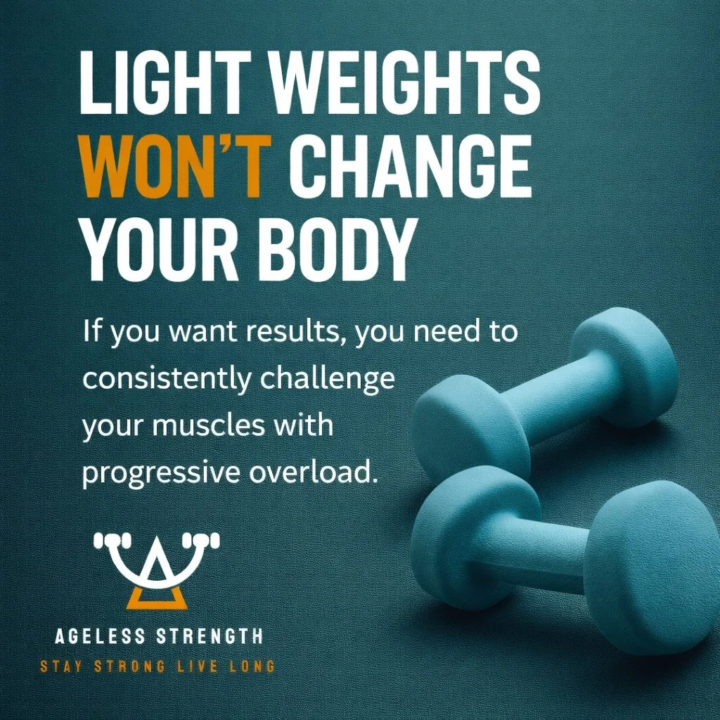 Light weights can make you feel like you&rsquo;re exercising&hellip;
but they won&rsquo;t create the strength your body needs as you age.

✔️ Muscles need real tension
✔️ Bones need meaningful load
✔️ Change requires challenge

At Ageless Strength, w