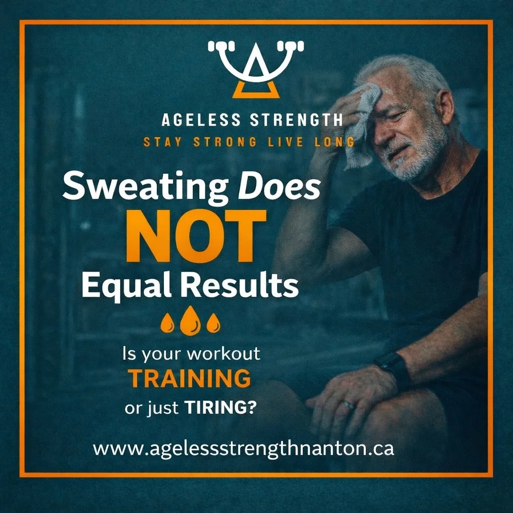 Most people think a good workout means sweating buckets.

But sweat is just a cooling system &mdash;
it&rsquo;s not a measurement of progress.

Real results come from:
✔️ Proper intensity
✔️ Controlled movement
✔️ Progressive overload
✔️ Recovery

Yo