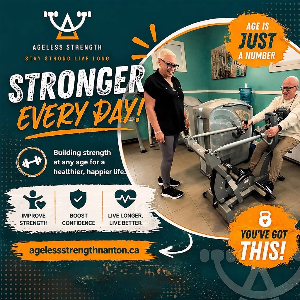 Age is just a number, but strength changes everything. 💪

At Ageless Strength, we help you build strength safely and efficiently so you can move better, feel better, and keep doing the things you love.

It&rsquo;s never too late to get stronger.
Str