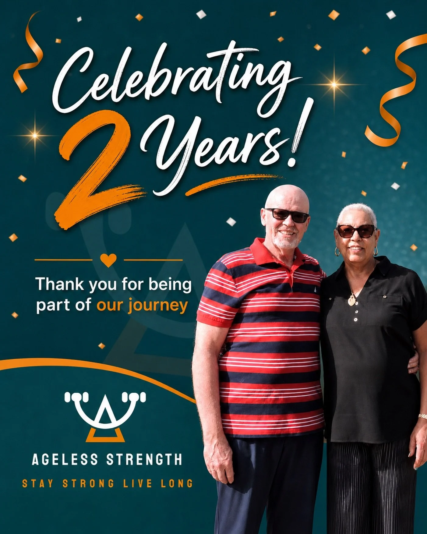 Celebrating 2 years of Ageless Strength! 🎉💪

What started as a vision to help our community stay strong, mobile, and confident has grown into something we are truly grateful for.

Thank you to every client, friend, and supporter who has been part o